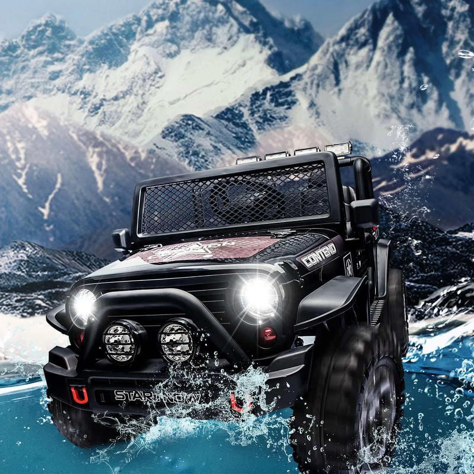 CAIDI 12 V Kids Ride On Truck, 2-Seater Battery Powered Toy Car w/ Remote Control, Spring Suspension, Bluetooth, LED Lights - Womvr