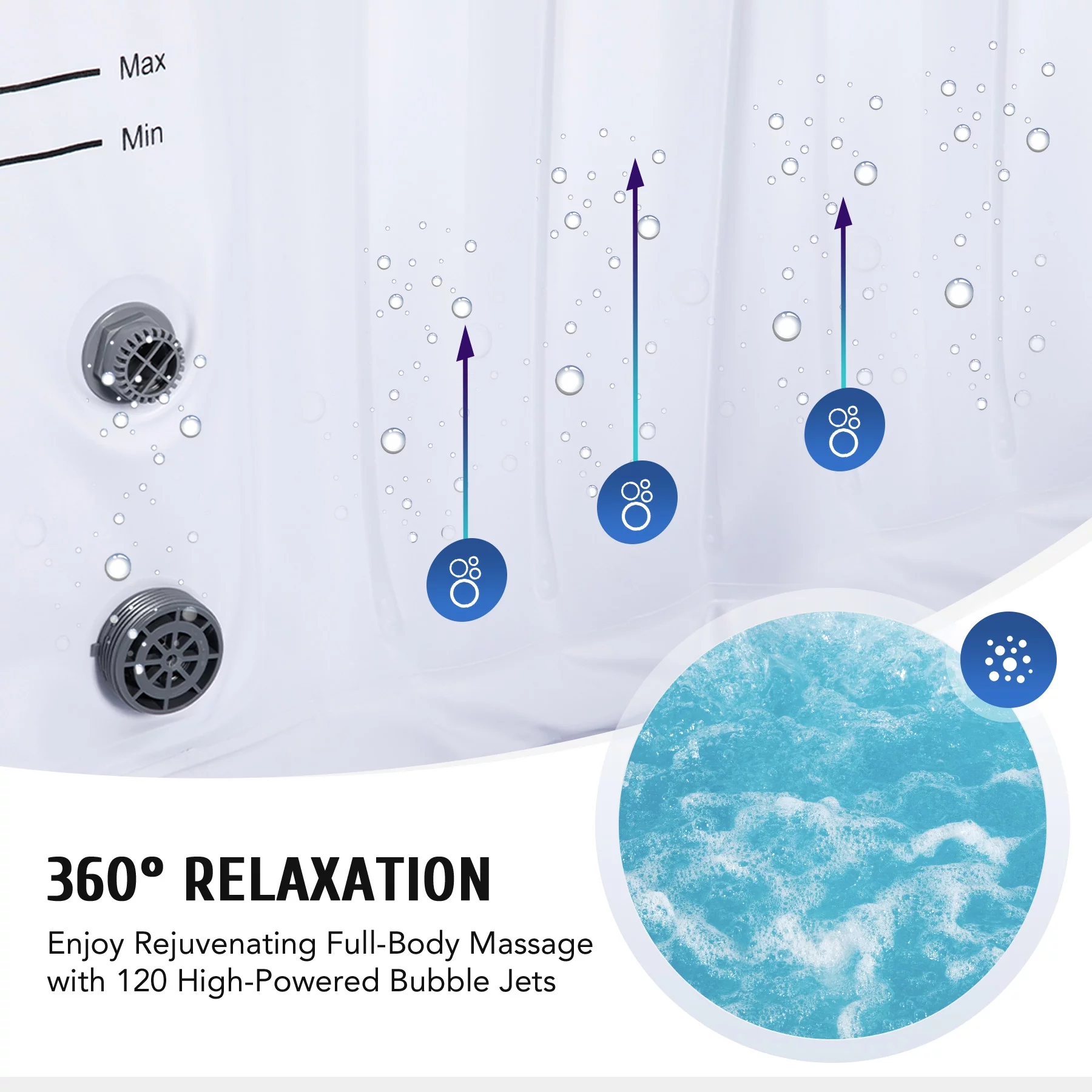 CO-Z 4-6 Person 7' Blow-Up Hot Tub with 130 Air Jets Cover Electric Pump Portable Pool, Gray - Womvr