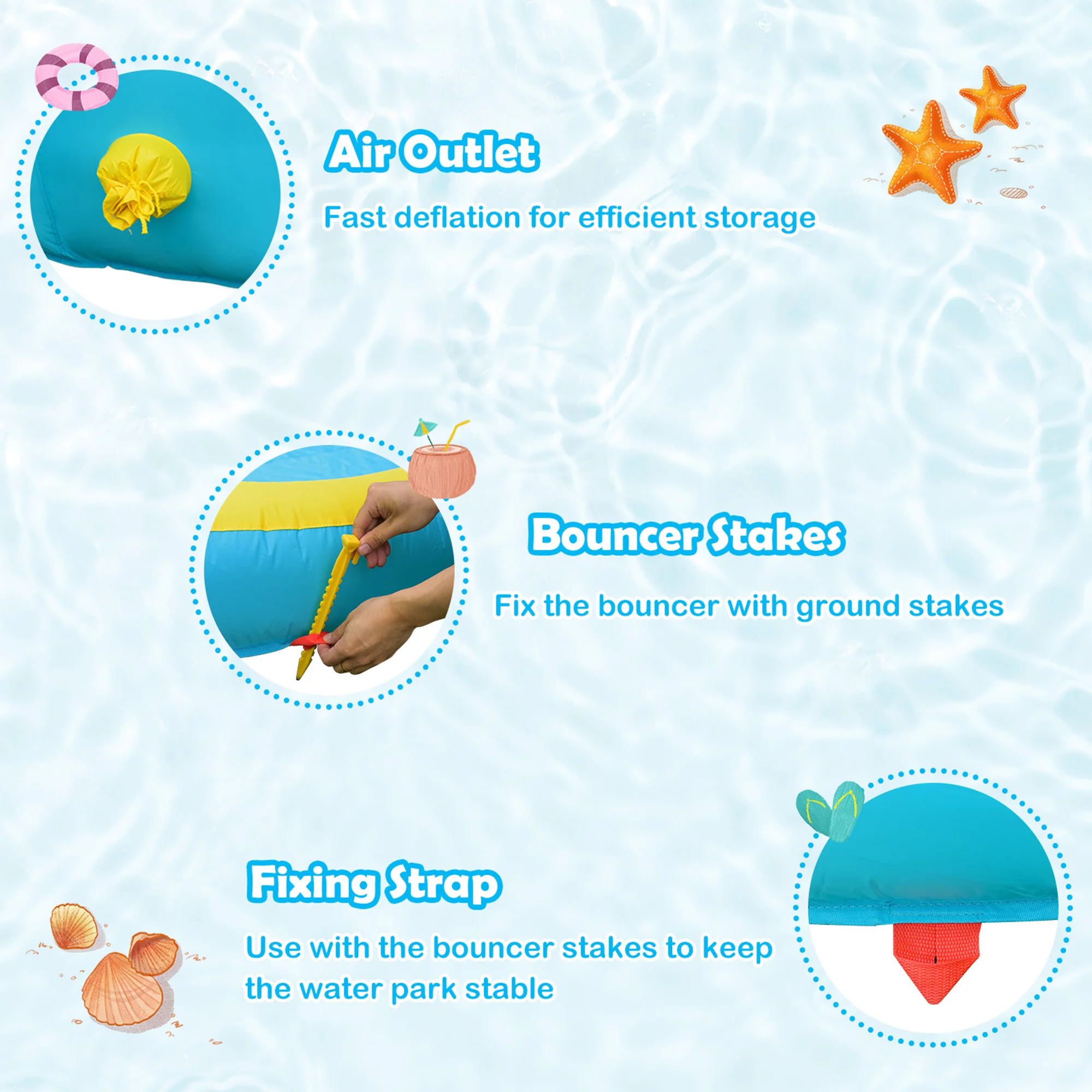 Gymax Inflatable Mighty Water Slide Park Bounce Splash Pool Without Blower - Womvr