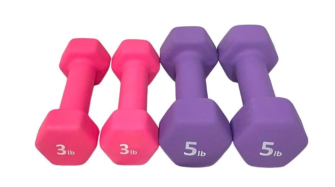 Rainforest Basics Neoprene 5 Lbs. Hex Dumbbells Hand Weights, Set of 2 - Womvr