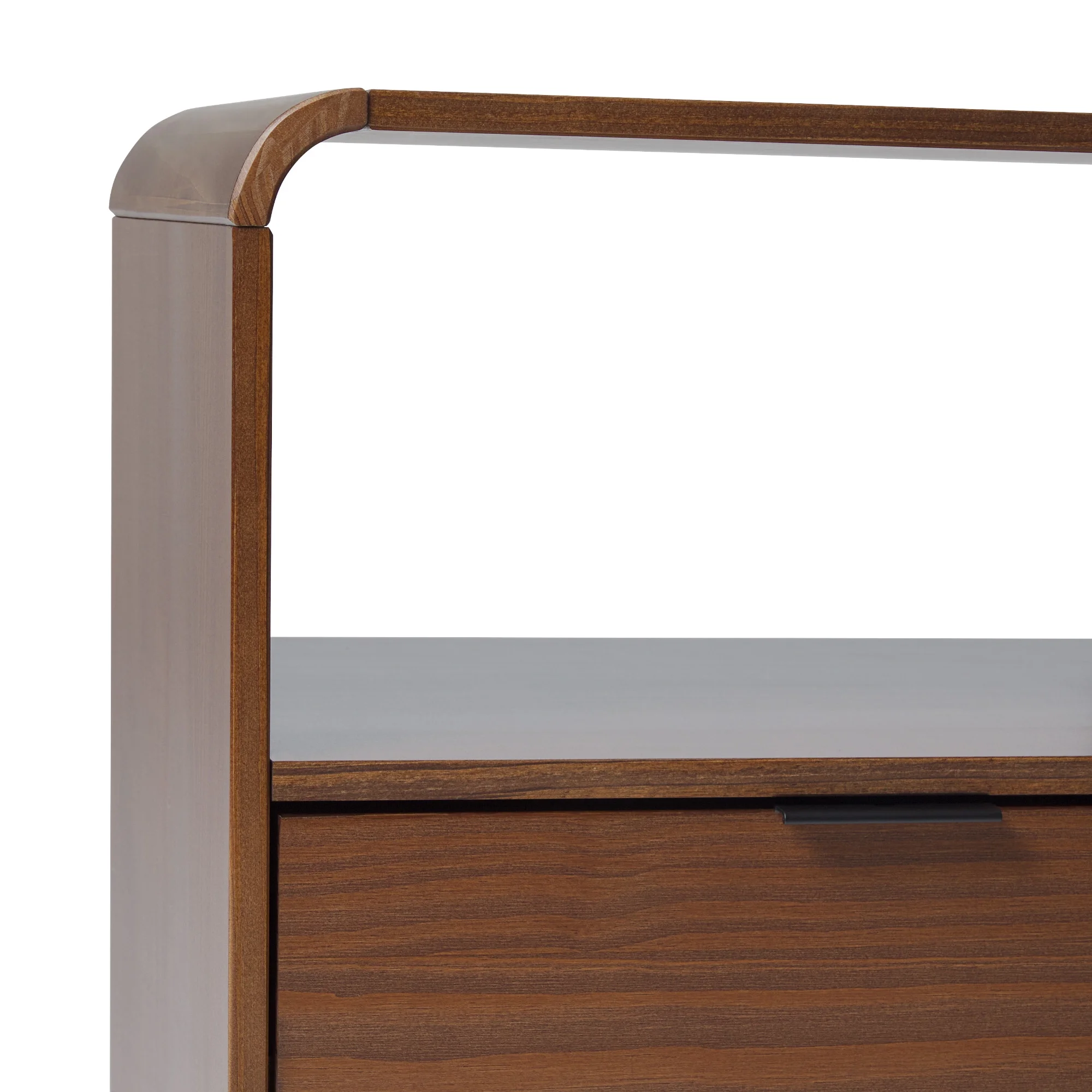 Walker Edison Modern Curved-Frame Solid Wood Nightstand, Brown - Womvr