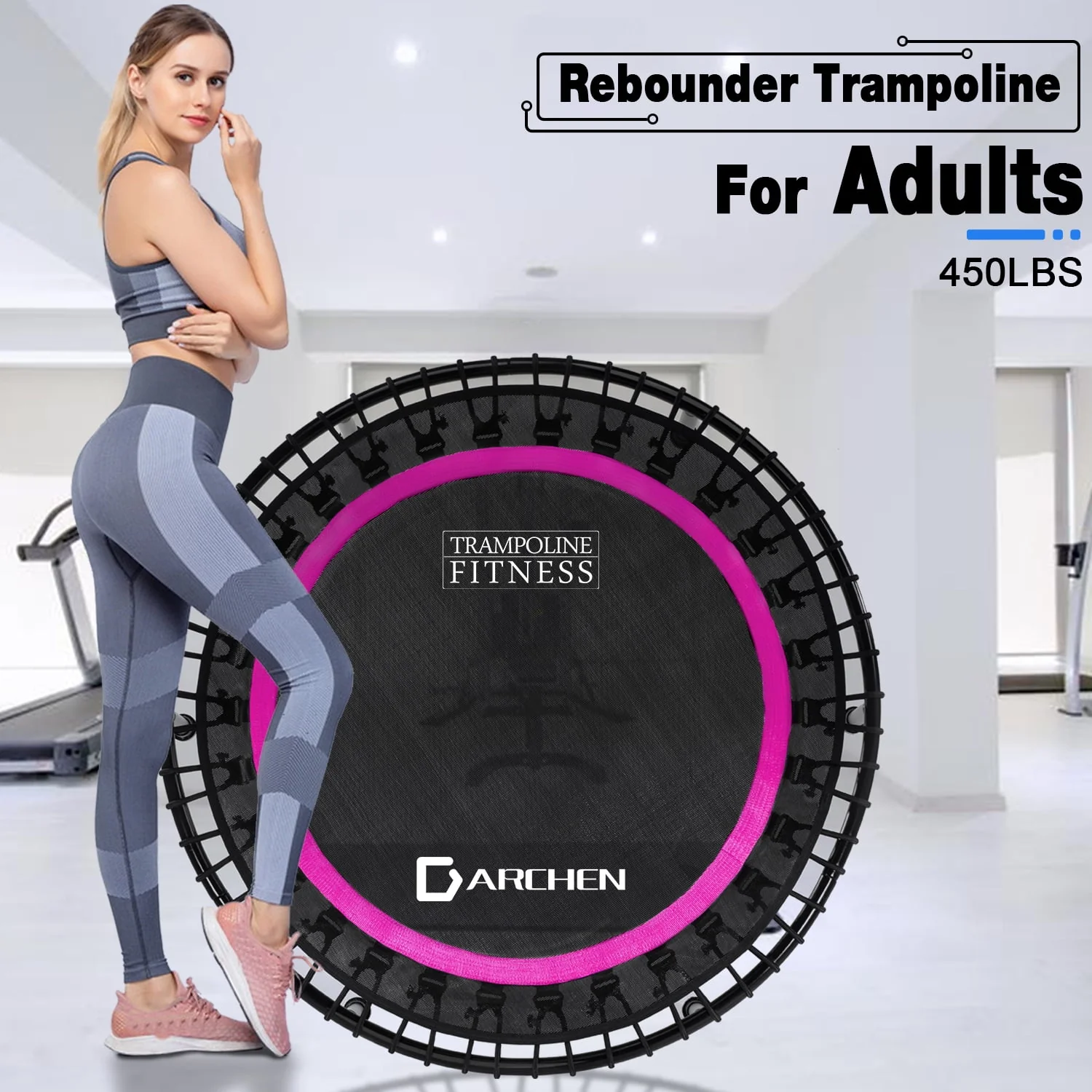 Darchen 450 lbs Mini Trampoline for Adults, Indoor Small Rebounder Exercise Trampoline for Workout Fitness for Quiet and Safely Cushioned Bounce, 40 Inch - Womvr