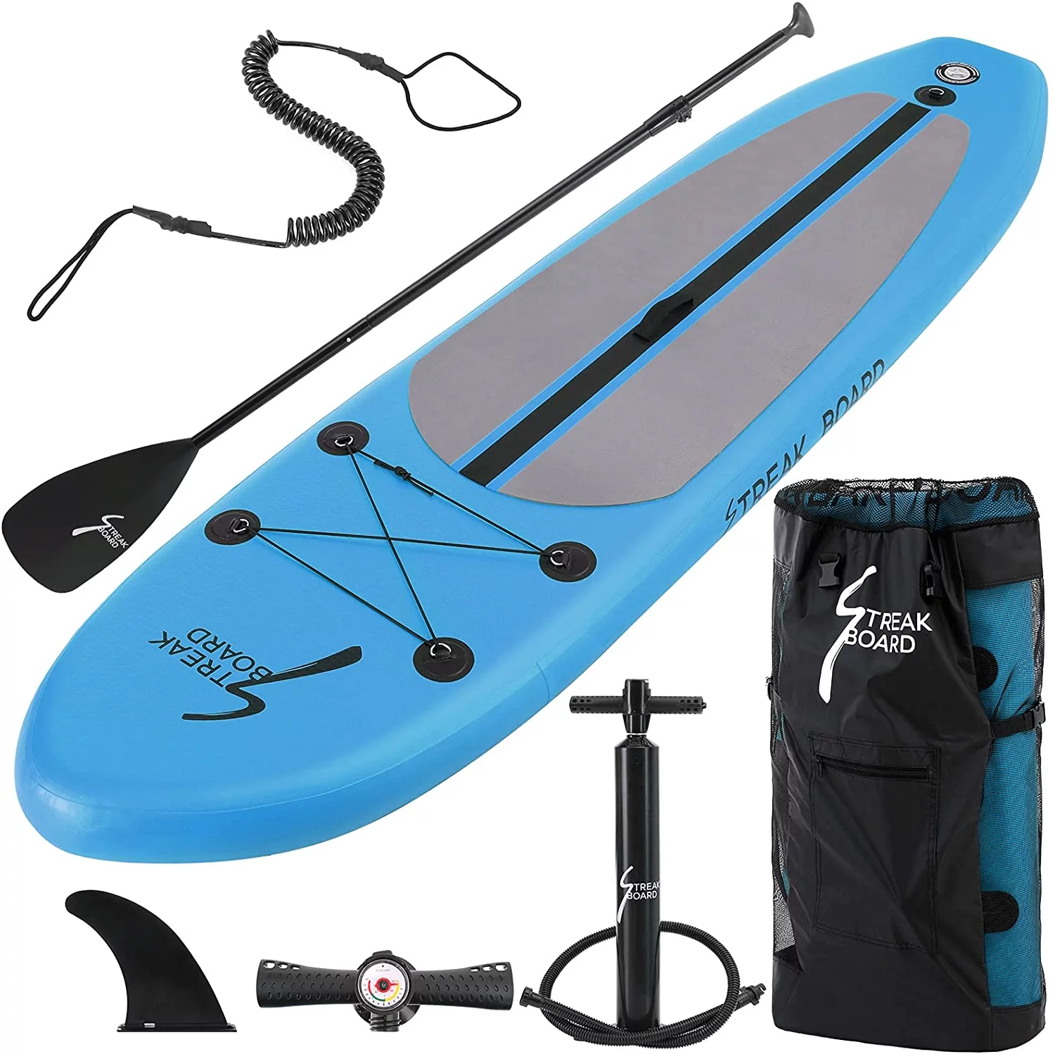 streakboard Inflatable Paddle Board Stand Up Paddle Board SUP with Complete Kit Non-Slip Deck - Womvr