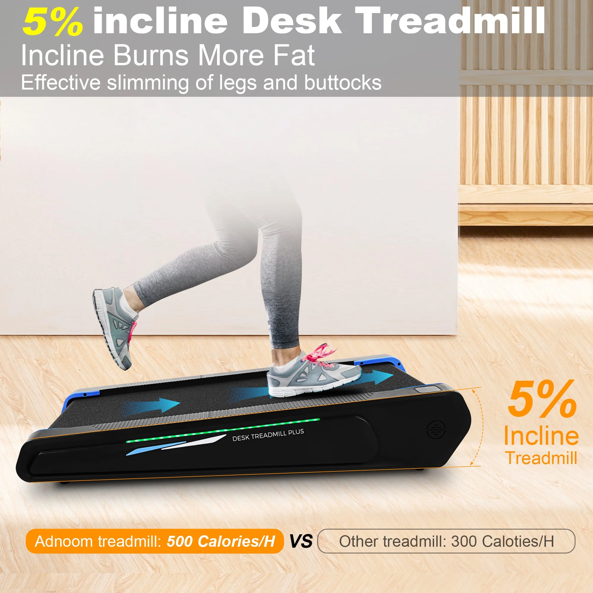 Tikmboex 2.5HP Walking Pad  with LED Display Wireless Remote Control, 2 in 1 Compact Under Desk Treadmill for Home Office Cardio Exercise - Womvr