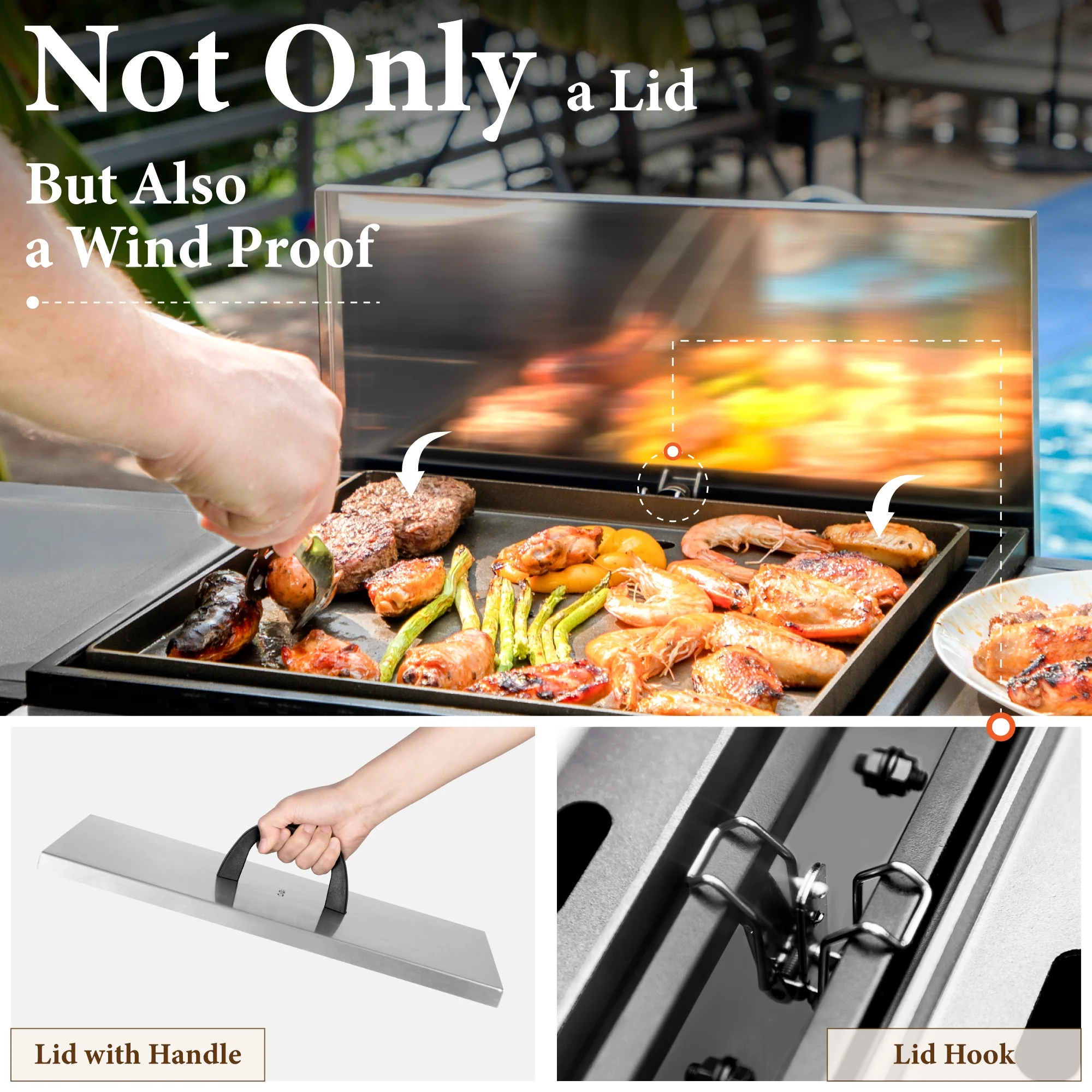 Summit Living 2-Burner Propane Grill and Griddle Cooking Station with Side Shelves Black - Womvr