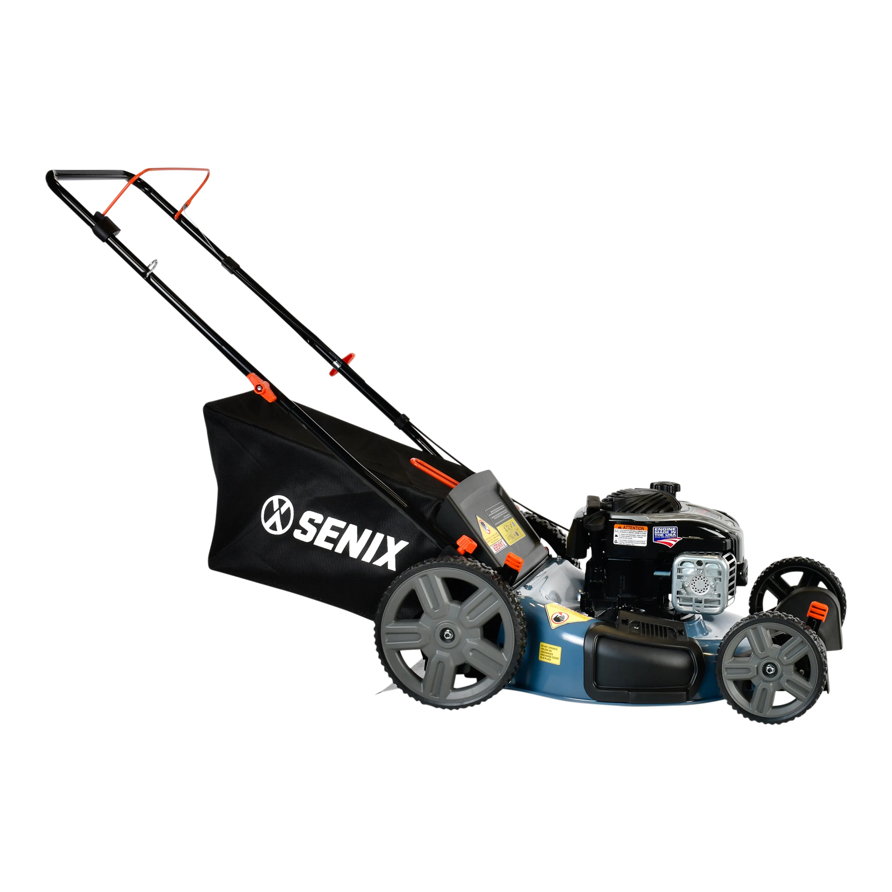 SENIX 21-Inch Push Lawnmower, 140 cc 4-Cycle Briggs & Stratton Engine, 3-in-1 Mower, Prime & Pull, 6-Position Height Adjustment with 11-Inch Rear Wheels, LSPG-M7 - Womvr