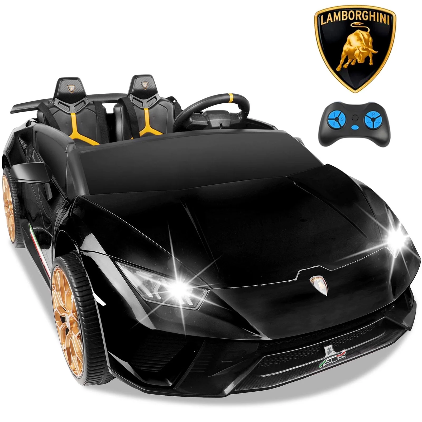 Lamborghini Huracan Ride on Car Real 2 Seater, Powered Electric Vehicle with Parent Remote, Maximum 4.0mph Ride on Toys for 3-8 Years Kids,Pink - Womvr