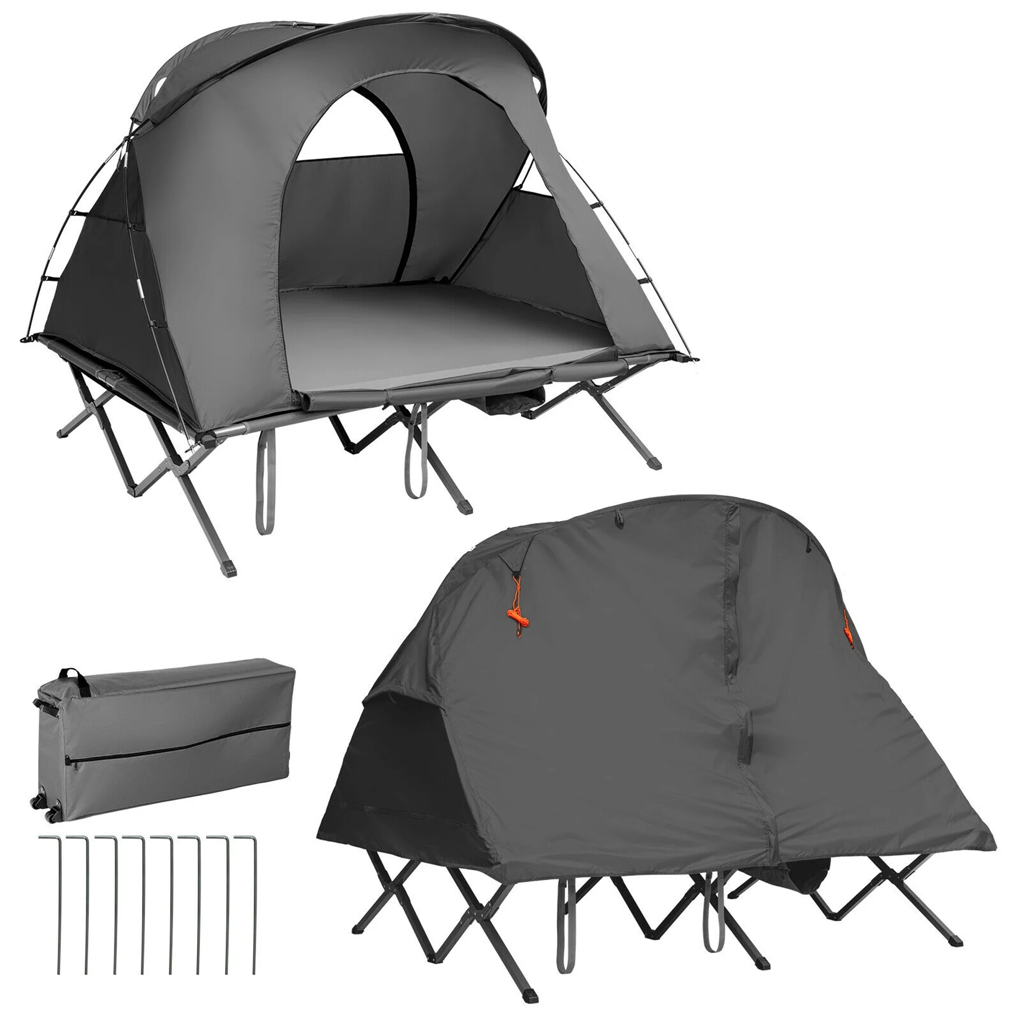 Gymax 2-Person Outdoor Camping Tent Cot Compact Elevated Tent Set W/ External Cover Green - Womvr