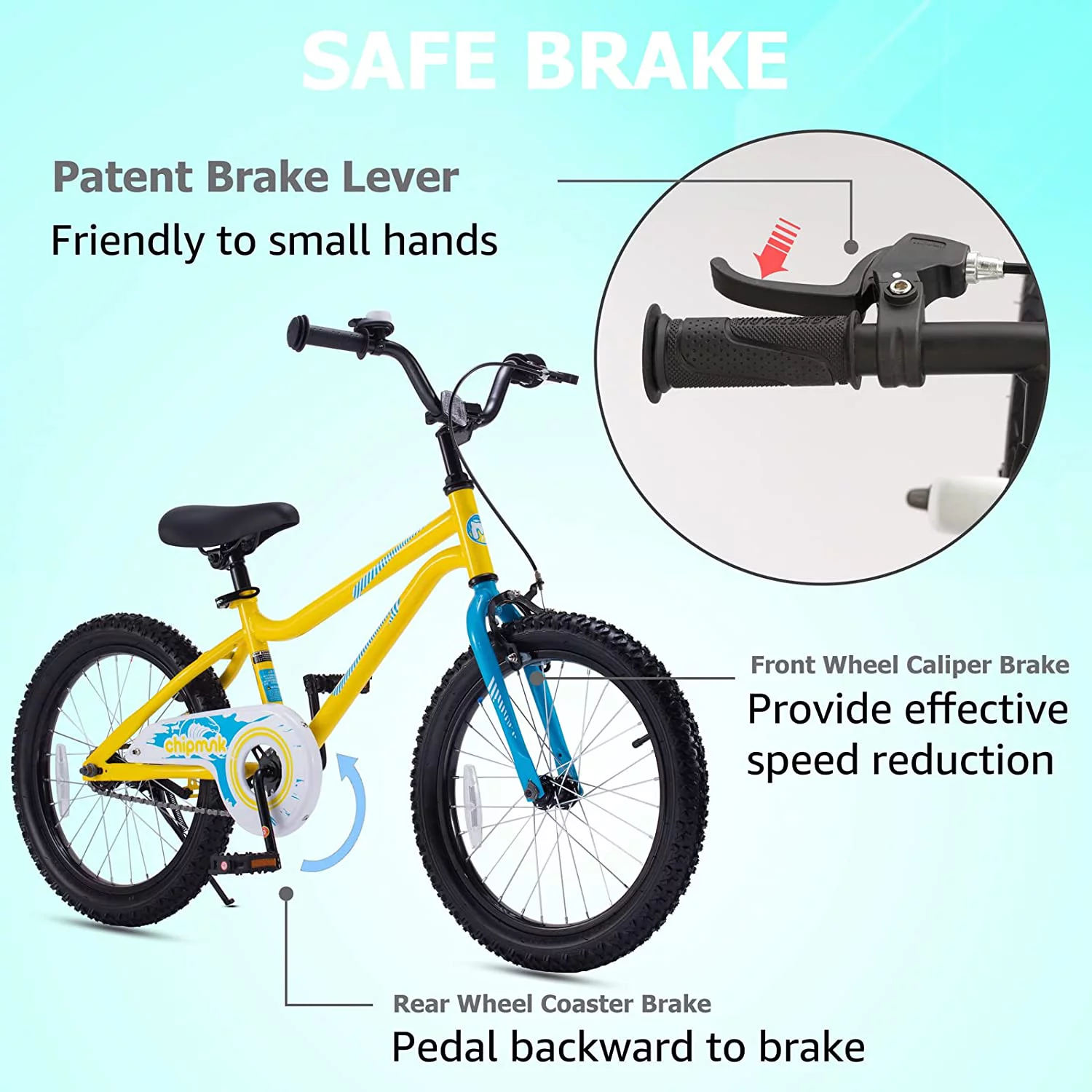 RoyalBaby Chipmunk Kids Bike Boys Girls 18 Inch Bicycle with Kickstand Blue - Womvr