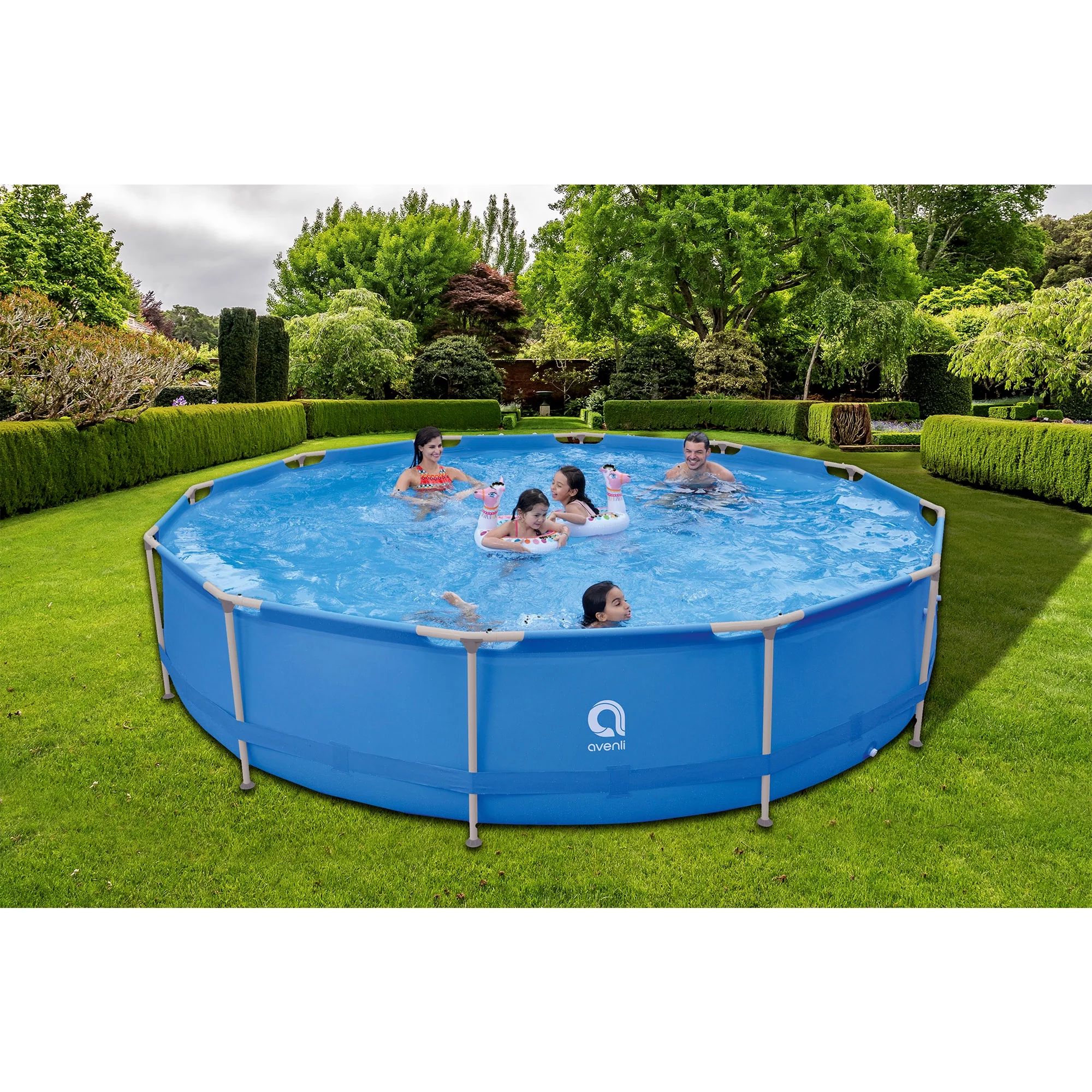 JLeisure Avenli 15 Foot x 36 Inch Steel Frame Above Ground Swimming Pool - Womvr
