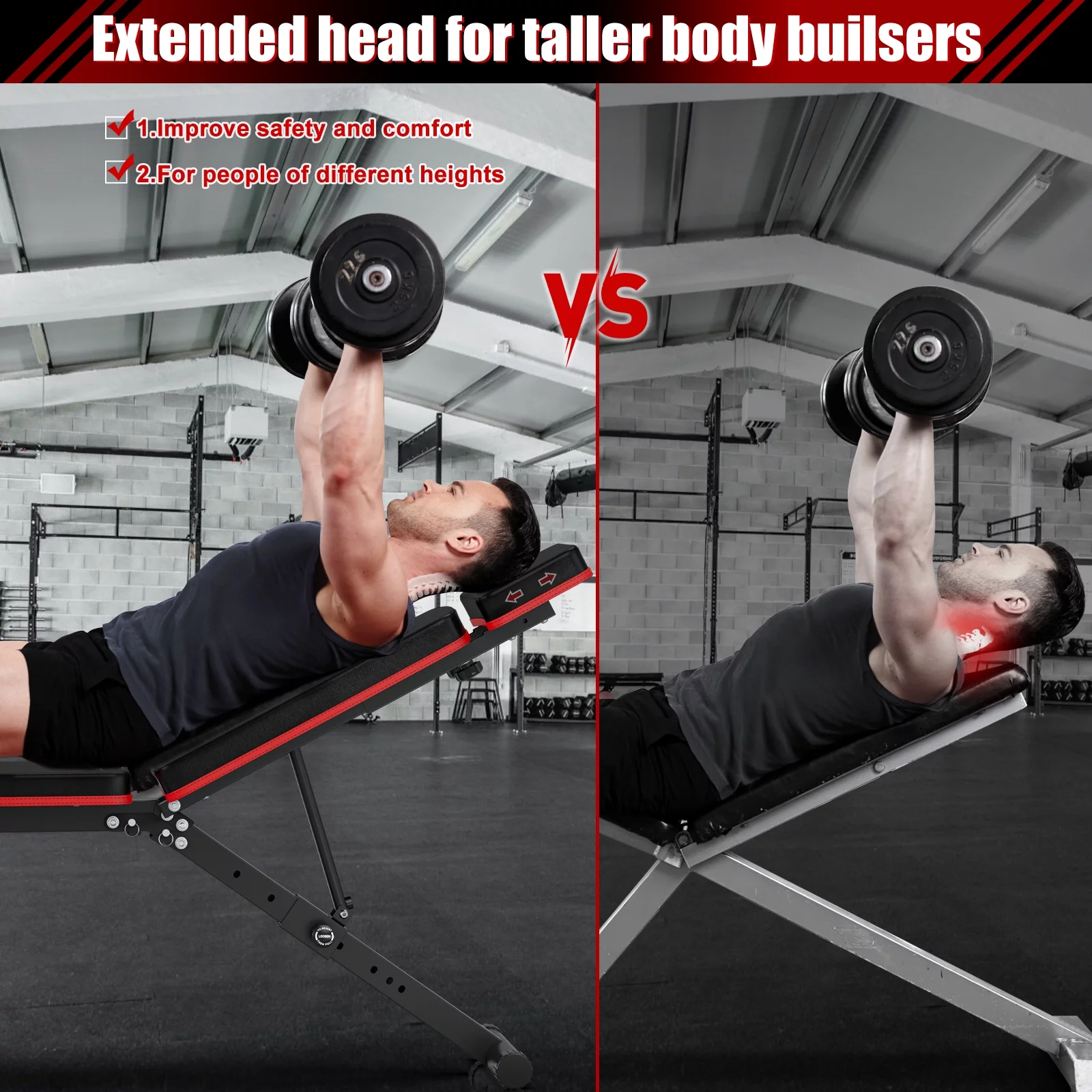 GIKPAL 770 LB Adjustable Weight Bench Foldable Workout Bench Press for Full Body Strength Training, Incline Decline Bench with Fast Folding - Womvr