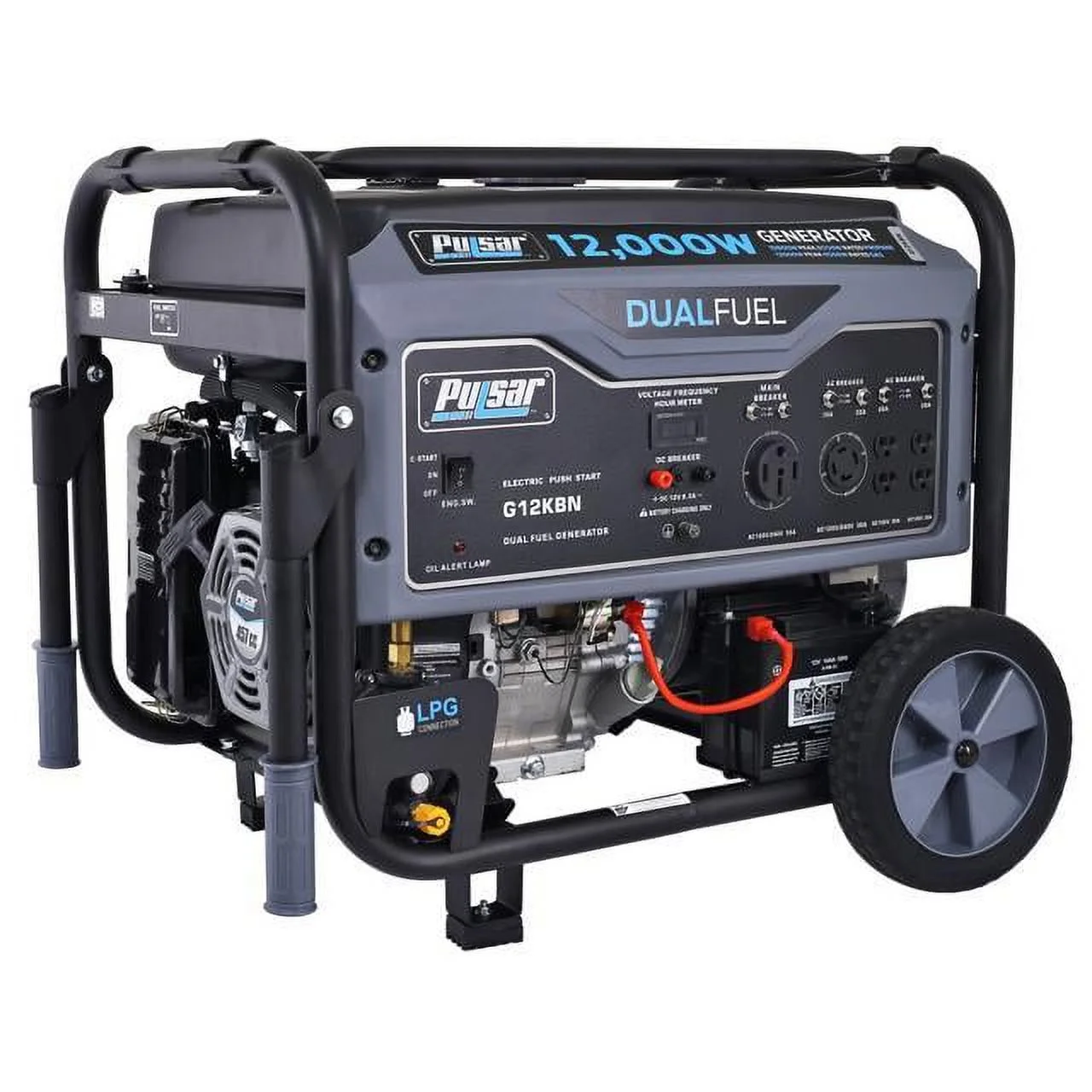 Pulsar 12,000W Dual Fuel Portable Generator in Space Gray with Electric Start, G12KBN - Womvr