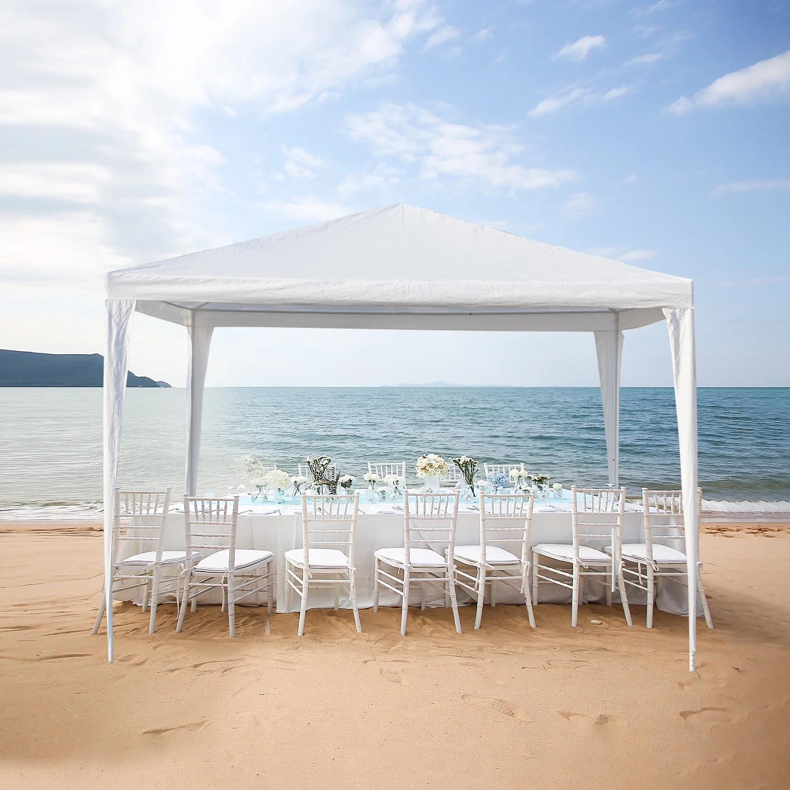 UBesGoo 10' x 10' Canopy Waterproof Party Tent Practical Outdoor Tent for Parties White - Womvr