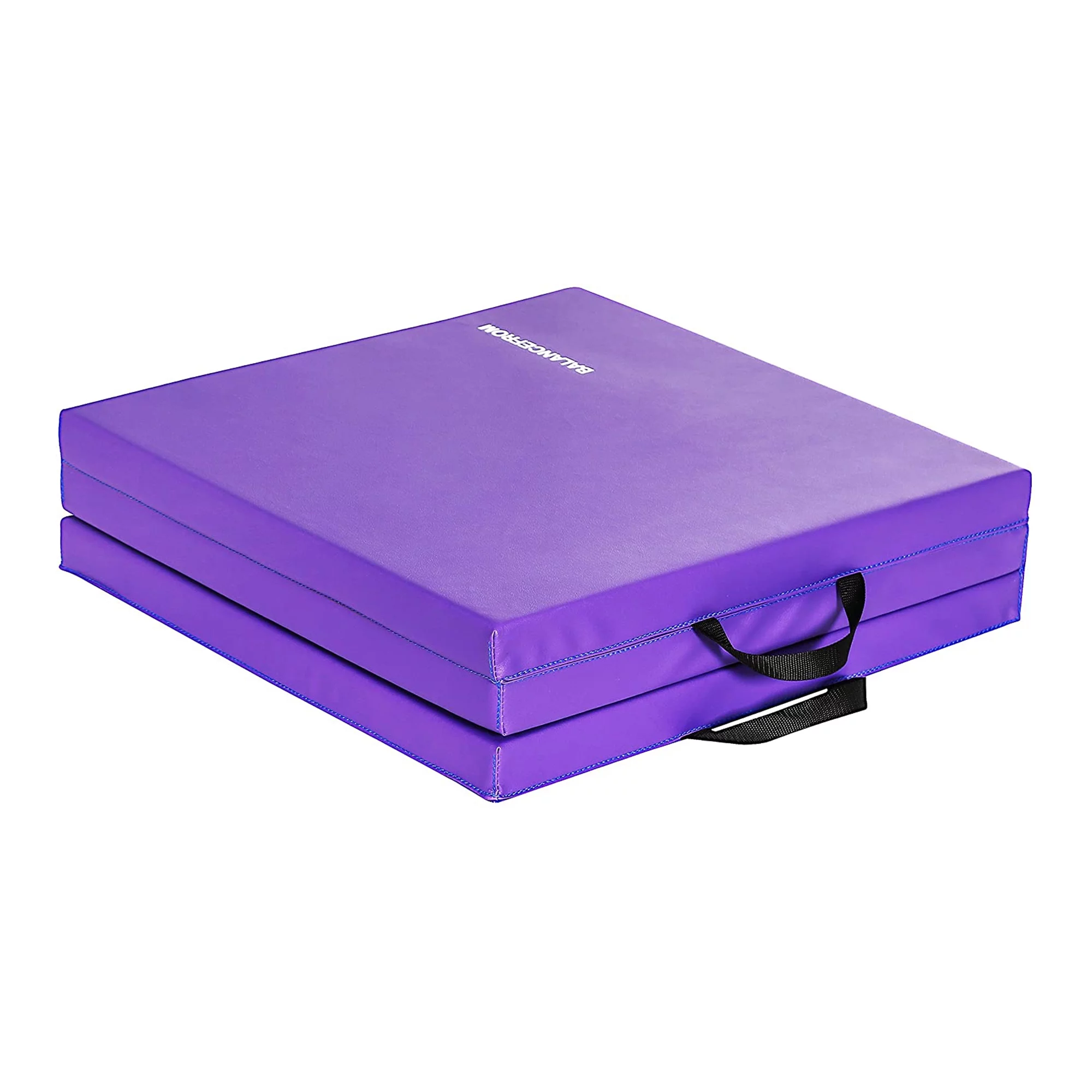 BalanceFrom 6 Ft. x 2 Ft. x 2 In. Three Fold Folding Exercise Mat with Carrying Handles for MMA, Gymnastics and Home Gym, Black - Womvr