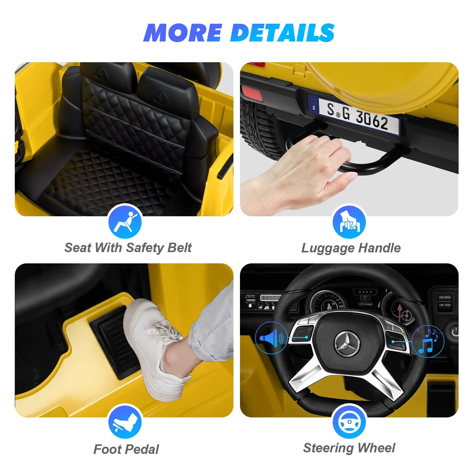 JOYLDIAS 12V Kids Ride on Car 3 Speeds Licensed Mercedes-Benz Electric Toy w/ Bluetooth, Remote Control, LED Lights (Pink) - Womvr