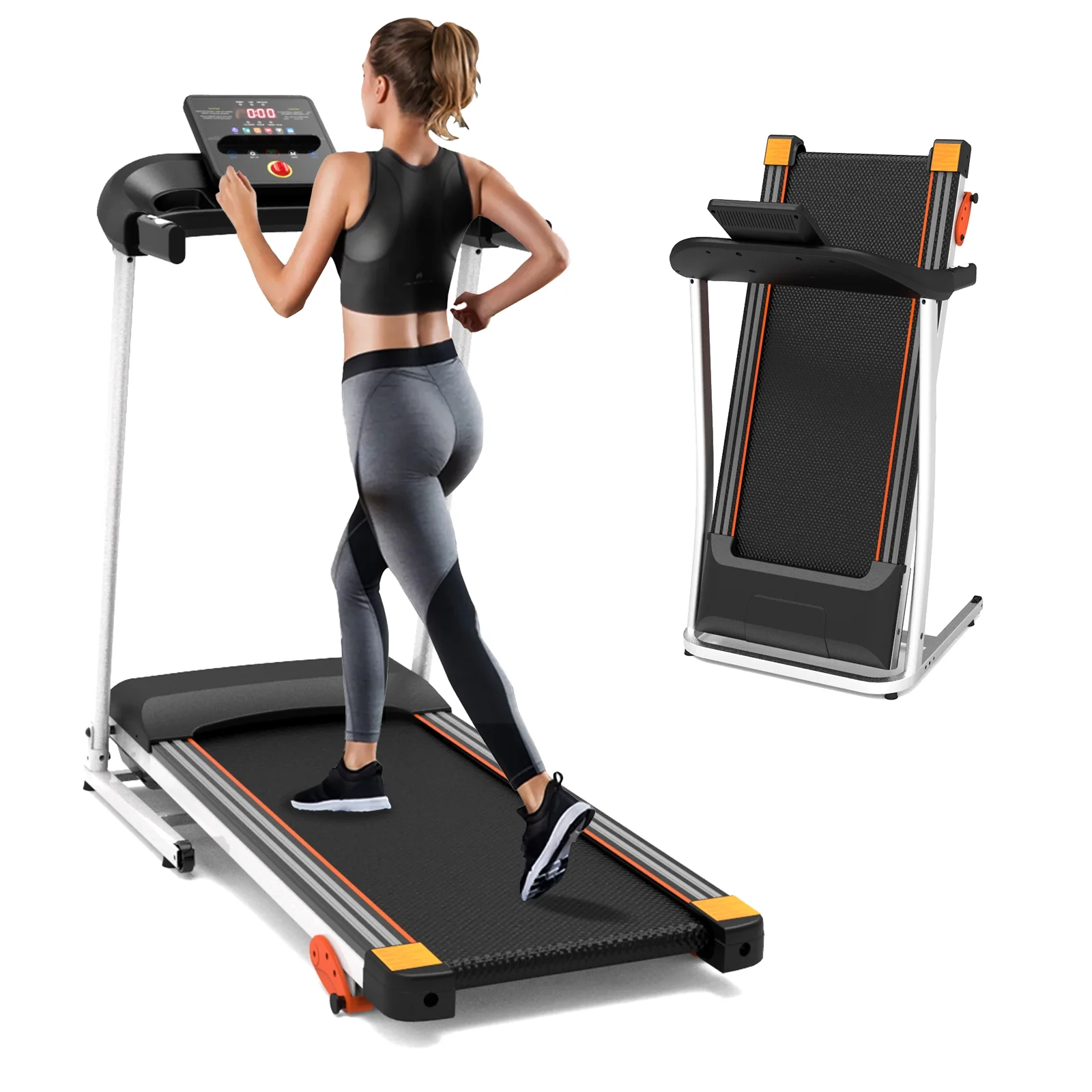 HLAiLL Folding Treadmill, 2.5HP Foldable Treadmills with 220 LBS Weight Capacity for Home, Compact Portable Treadmill for Small Space Walking Jogging Running - Womvr