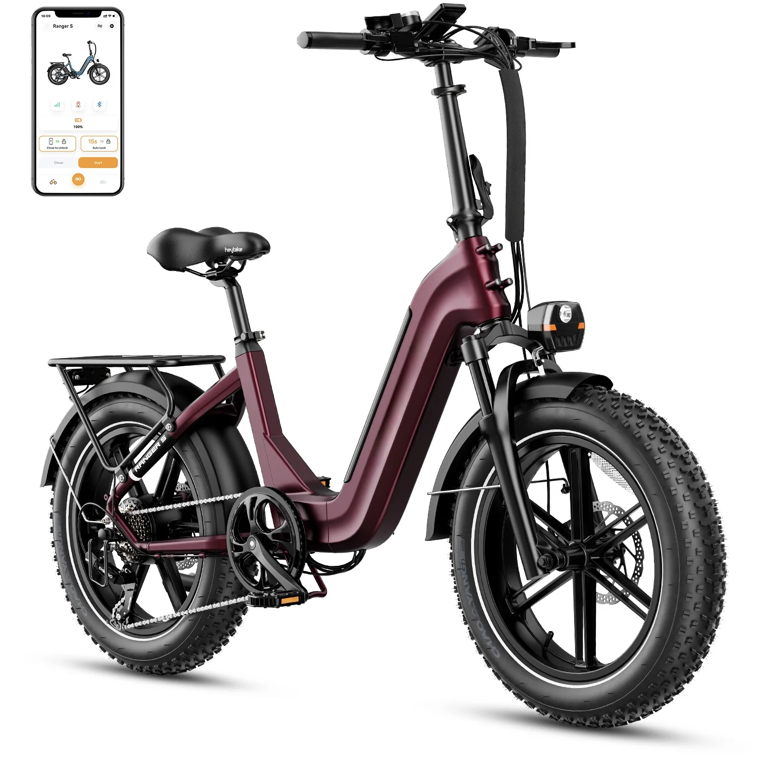 Yoloway Ranger S Folding Electric Bike, Foldable Electric Bicycle with 48V 14.4AH Removable Battery, 20