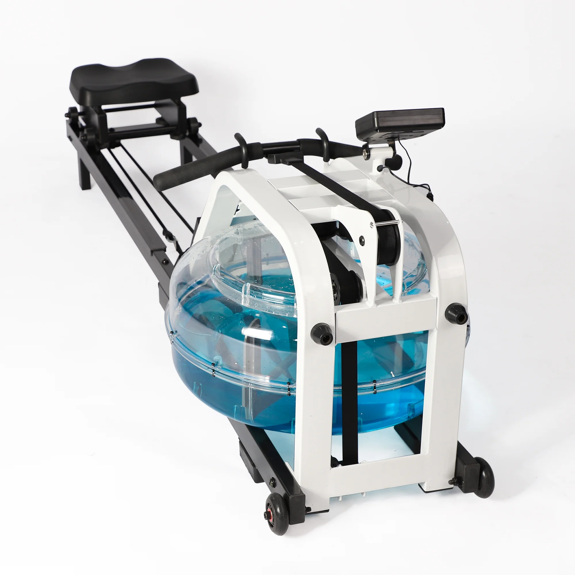 Karmas Product Rowing Machine with LCD Monitor for Home/Gym, 330 lbs Weight Capacity, Adjustable, Space Saving, Mobile, Double Track Indoor Rower Fitness - Womvr