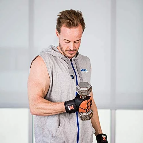 MRX Weight Lifting Gloves Gym Power Training Fitness Bodybuilding Glove Long Wrist Strap Black / Red M - Womvr