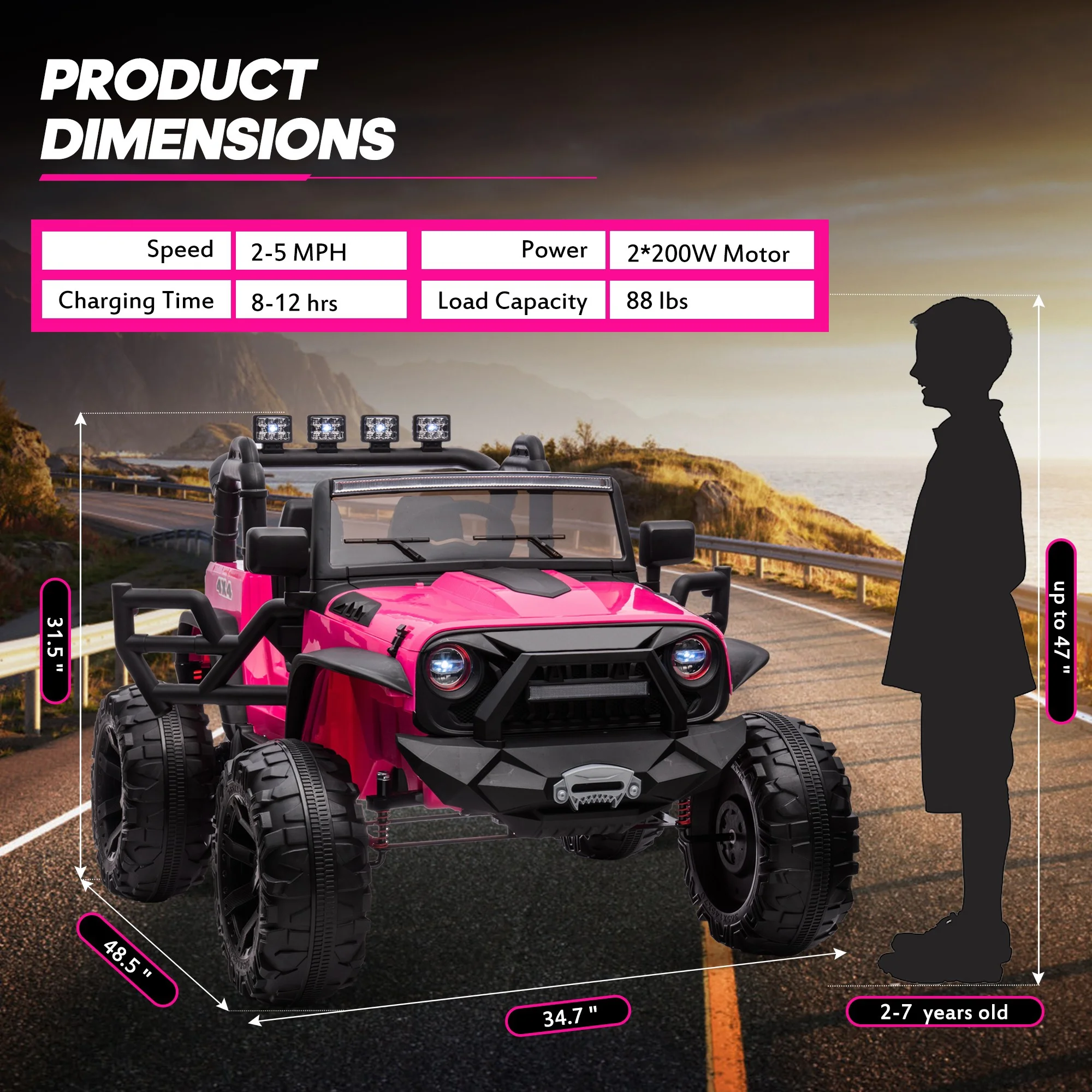 Outfunny 24V Kids Ride on Truck, 2-Seater Powered Ride on Toy Car with Remote - Womvr