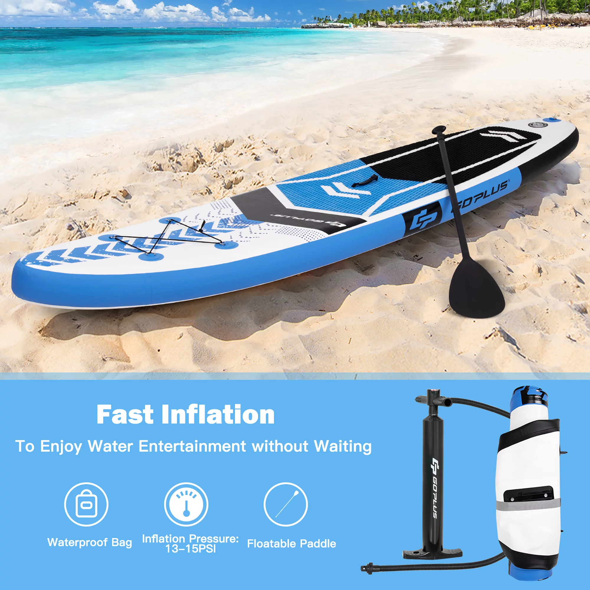 Goplus 10'5'' Inflatable Stand Up Paddle Board SUP with Carrying Bag Aluminum Paddle - Womvr