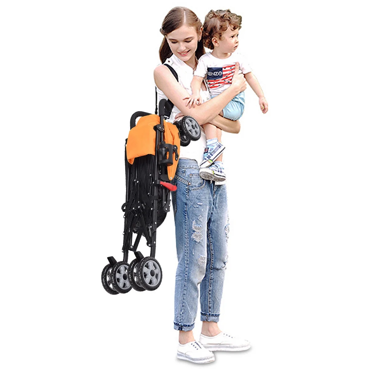Costway Folding Lightweight Baby Toddler Umbrella Travel Stroller with Storage Basket Black - Womvr
