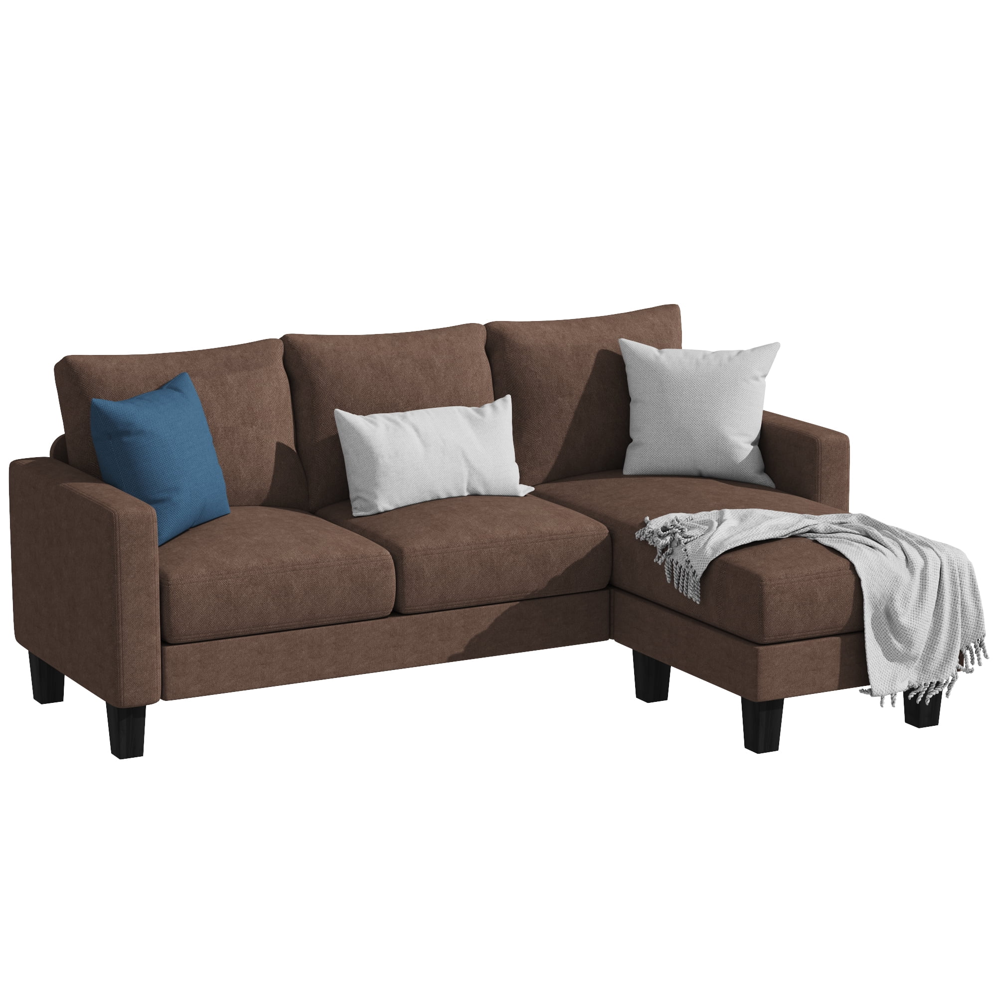Homall Convertible Sectional Sofa Couch, Modern Linen Fabric L-Shaped Couch 3-Seat Sofa Sectional with Reversible Chaise for Small Living Room, Apartment and Small Space, Dark Gray - Womvr