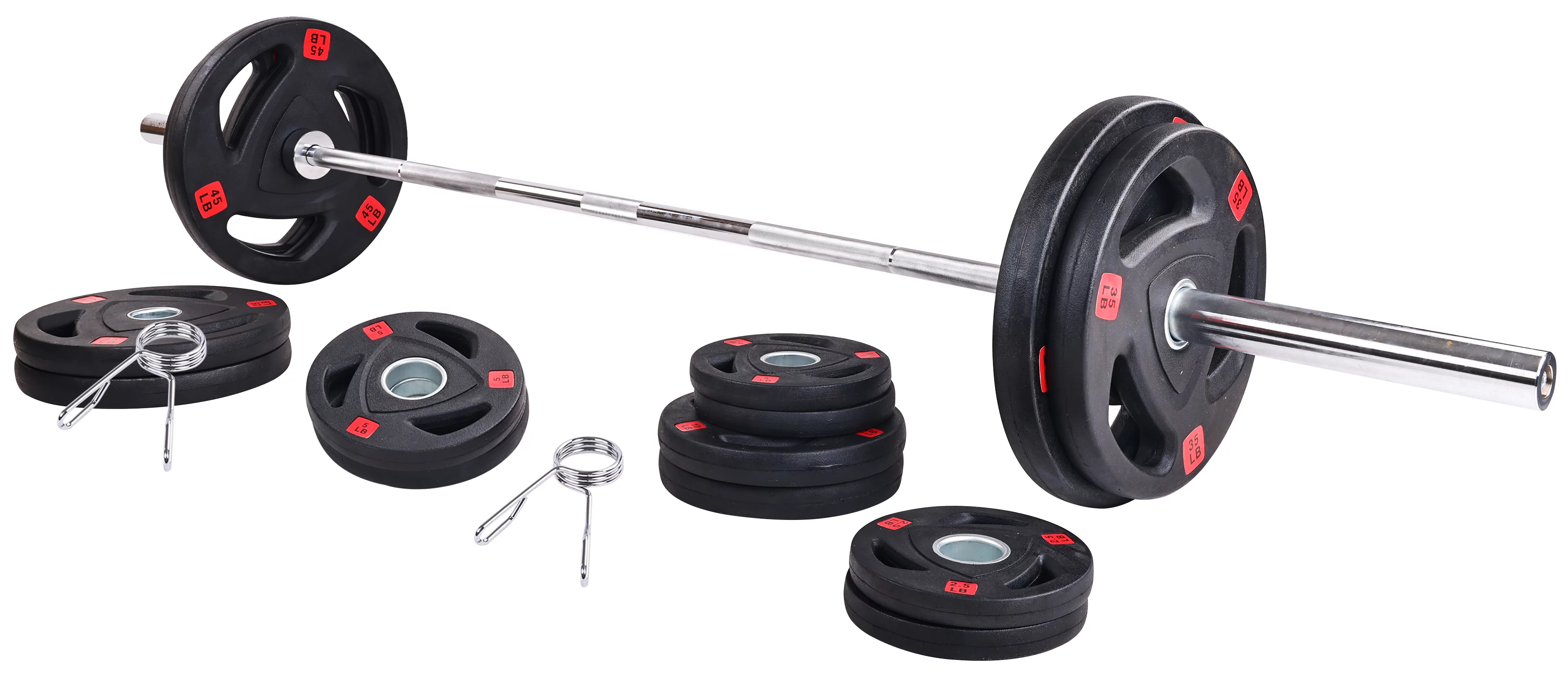 BalanceFrom Cast Iron Olympic Weight Including 7FT Olympic Barbell and Clips, 300-Pound Set (255 Pounds Plates + 45 Pounds Barbell), Multiple Packages - Womvr