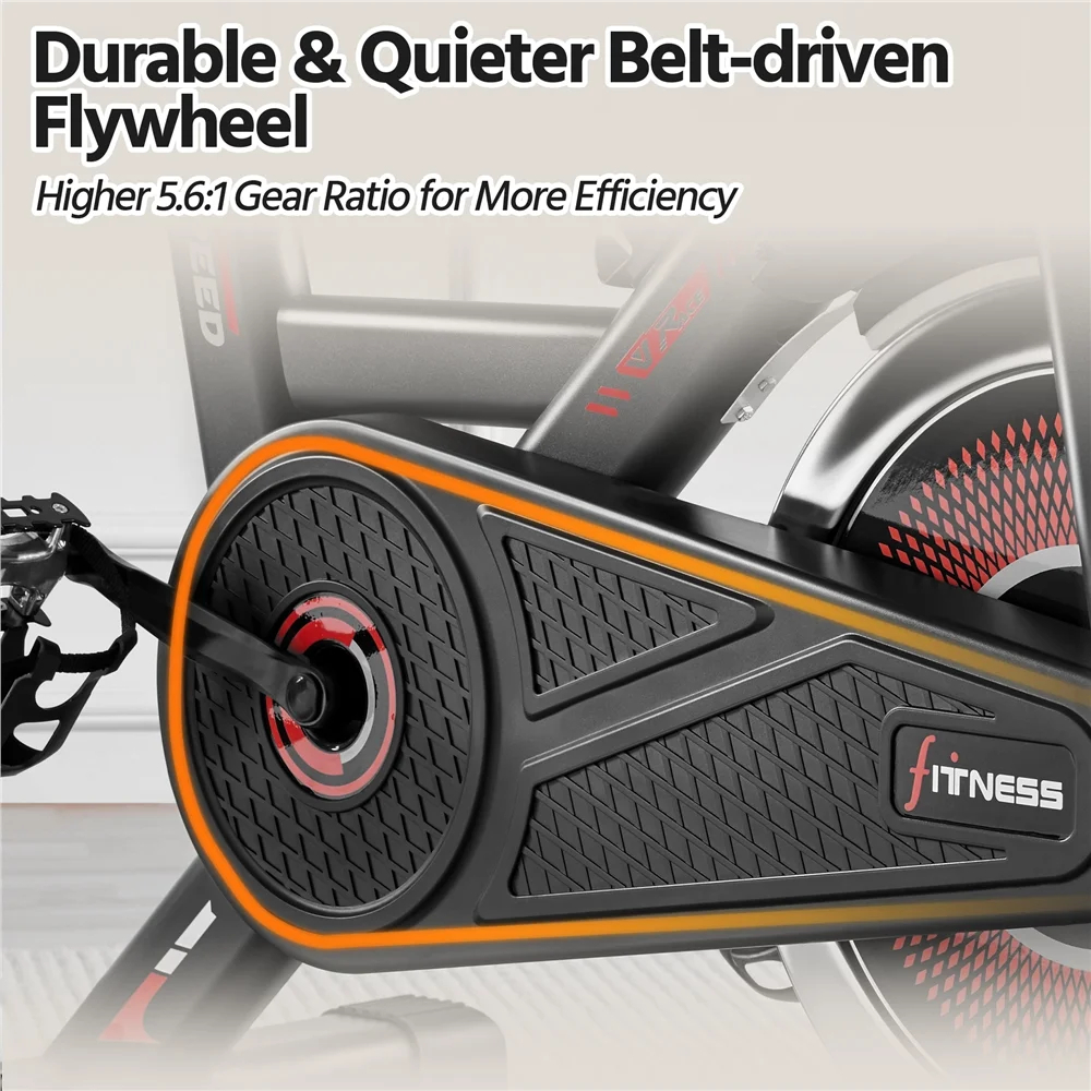 Easyfashion Brake Pad Exercise Bike with Height-Adjustable Padded Seat & Handlebar,Black - Womvr