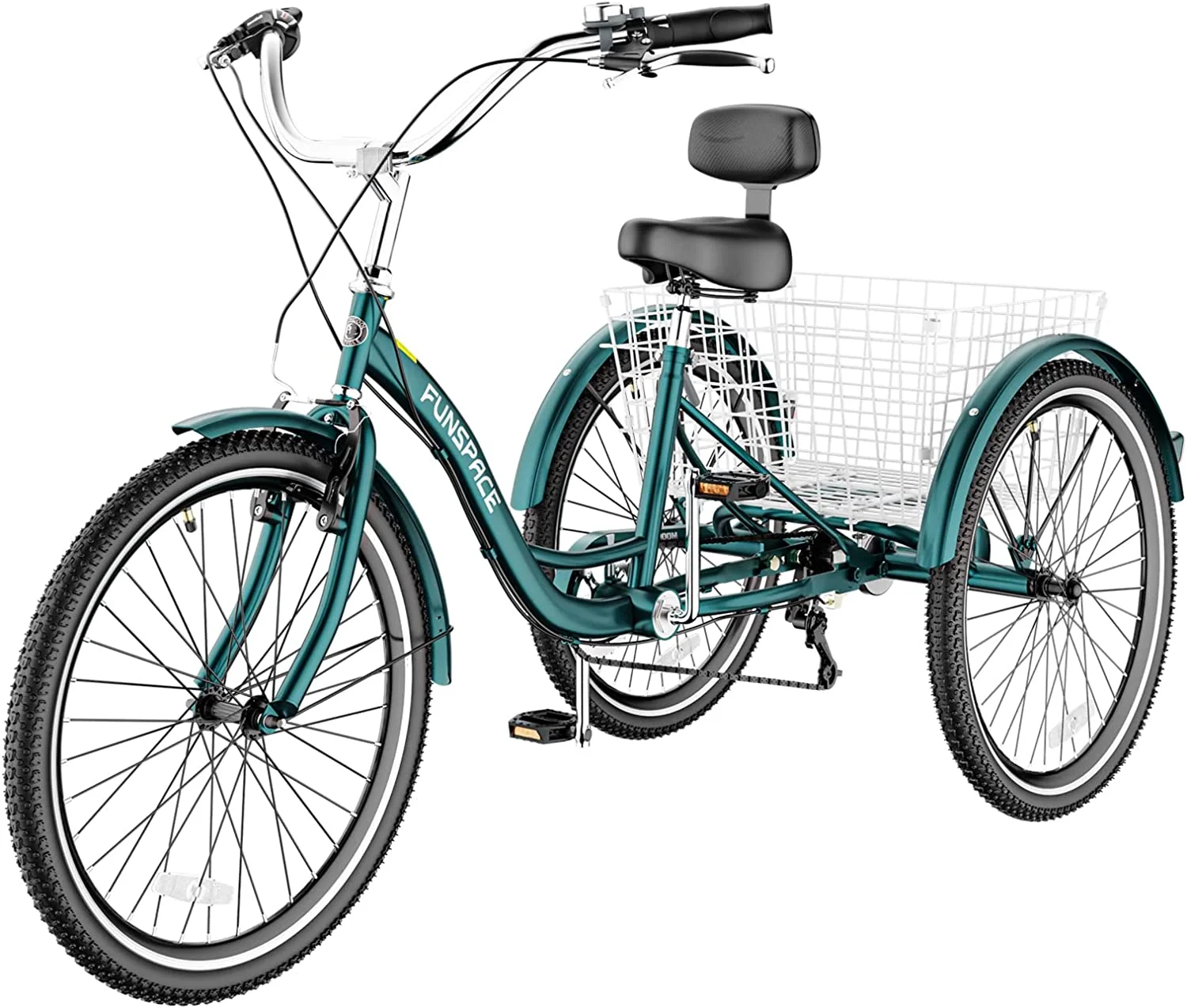 MOONCOOL Adult Tricycles with Rear Basket, 24 26 inch 7 Speed 3 Wheel Bikes, Three-Wheeled Bicycles Adult Trike with Backrest for Seniors, Women, Men - Womvr