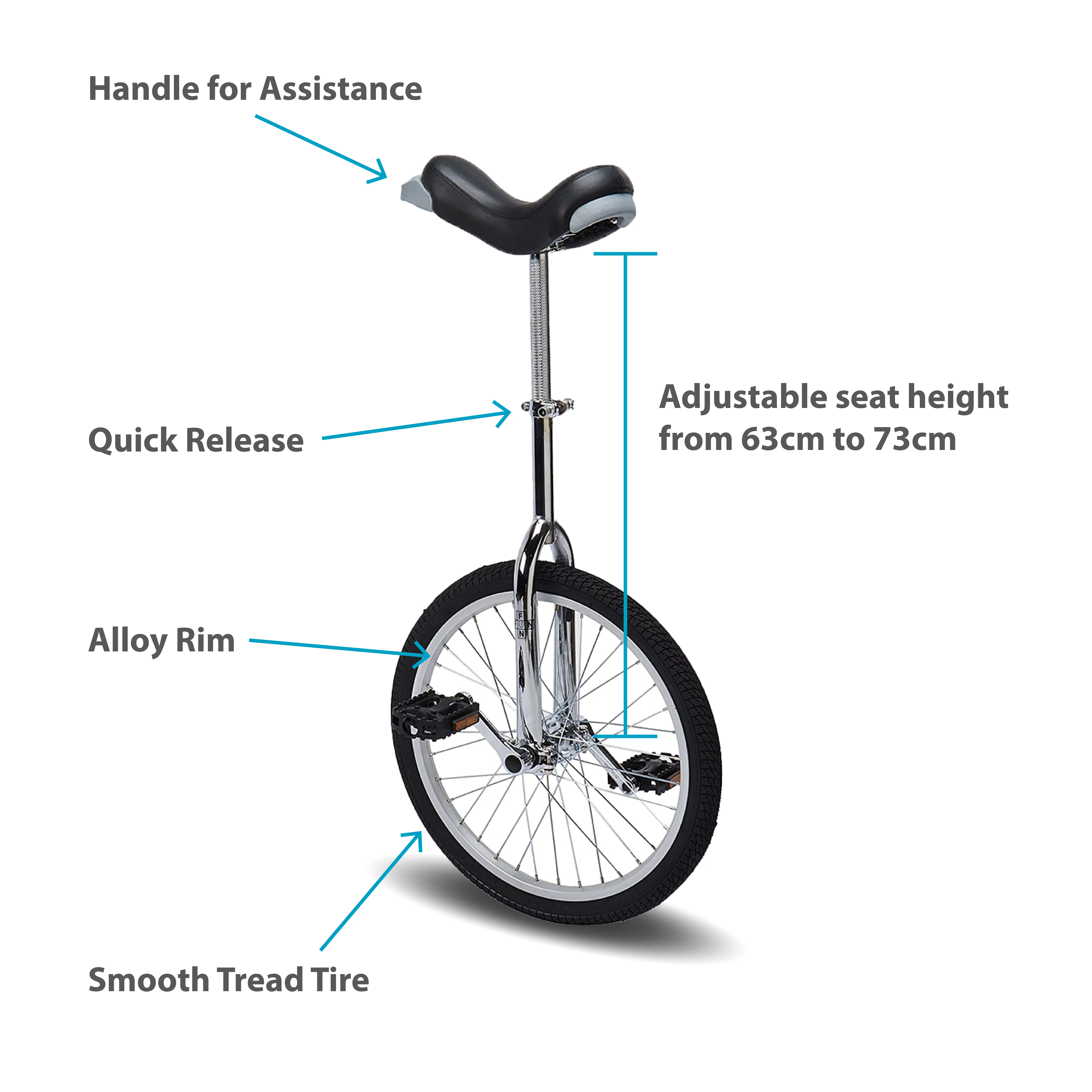 Fun 20 inch Unicycle with Alloy Rim, Blue - Womvr