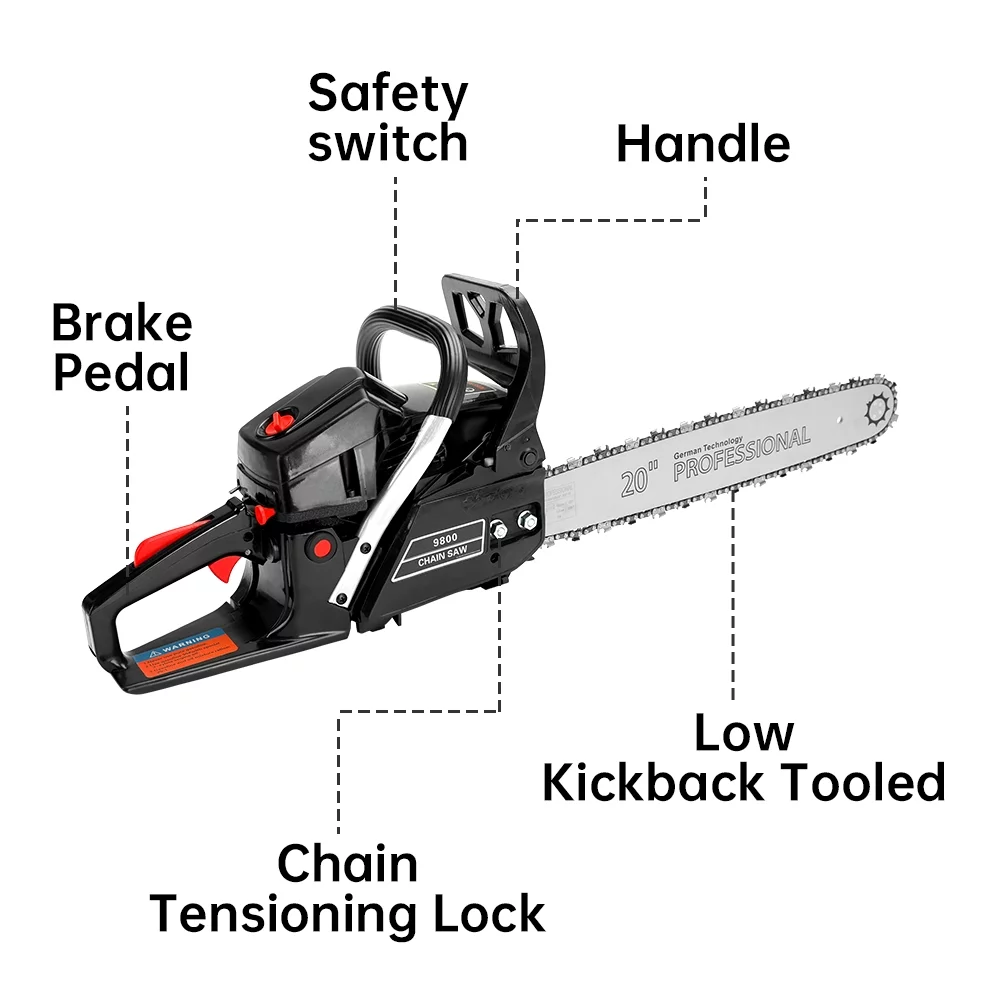 TOPTENG Gasoline Chainsaw with 22 in. Bar 52CC Engine 2-Cycle Gas Powered Chainsaw for Farm/Garden/Ranch/Firewood - Womvr