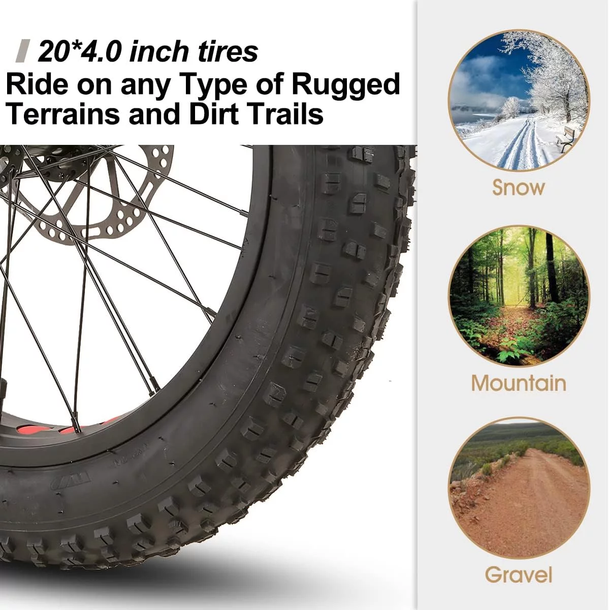 Hiland Kids Fat Tire Bike, Shimano 7-Speed, Dual-Disc Brakes, 20 inch Kids Trail Mountain Bike for Boys Girls, Silver - Womvr