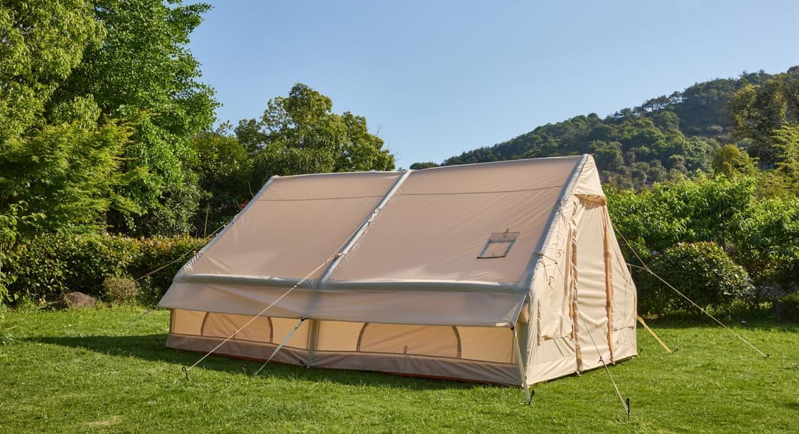 Richryce Extra Large Inflatable Camping Tent with Pump, Glamping Tents Easy Setup 4 Season Waterproof Windproof with Stove Jack & Mesh Windows & Pump - Womvr