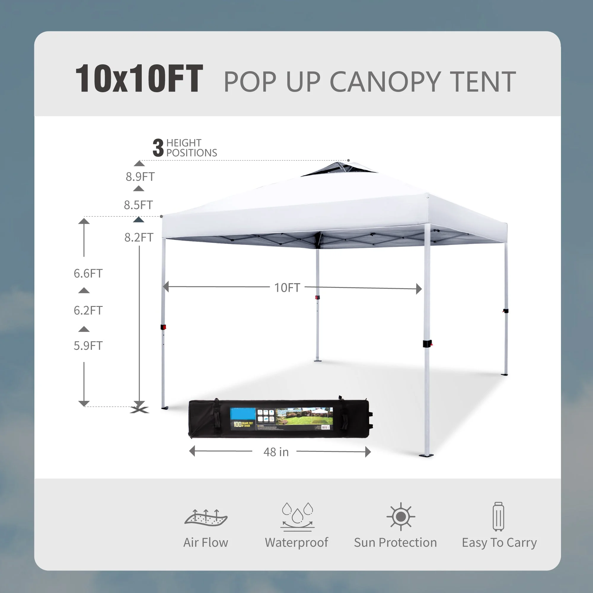 Alpha Joy 10'x 10' Pop up Canopy Tent Outdoor Event Instant Tent with Roller Bag, Blue - Womvr