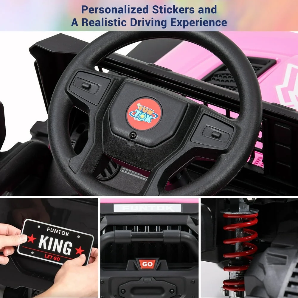 OUTOP Kids 24V Ride on Car with Electric Remote Control Dual Drive Power Ride on Toys 2 Seats SUV Truck Wheels Vehicle - Womvr