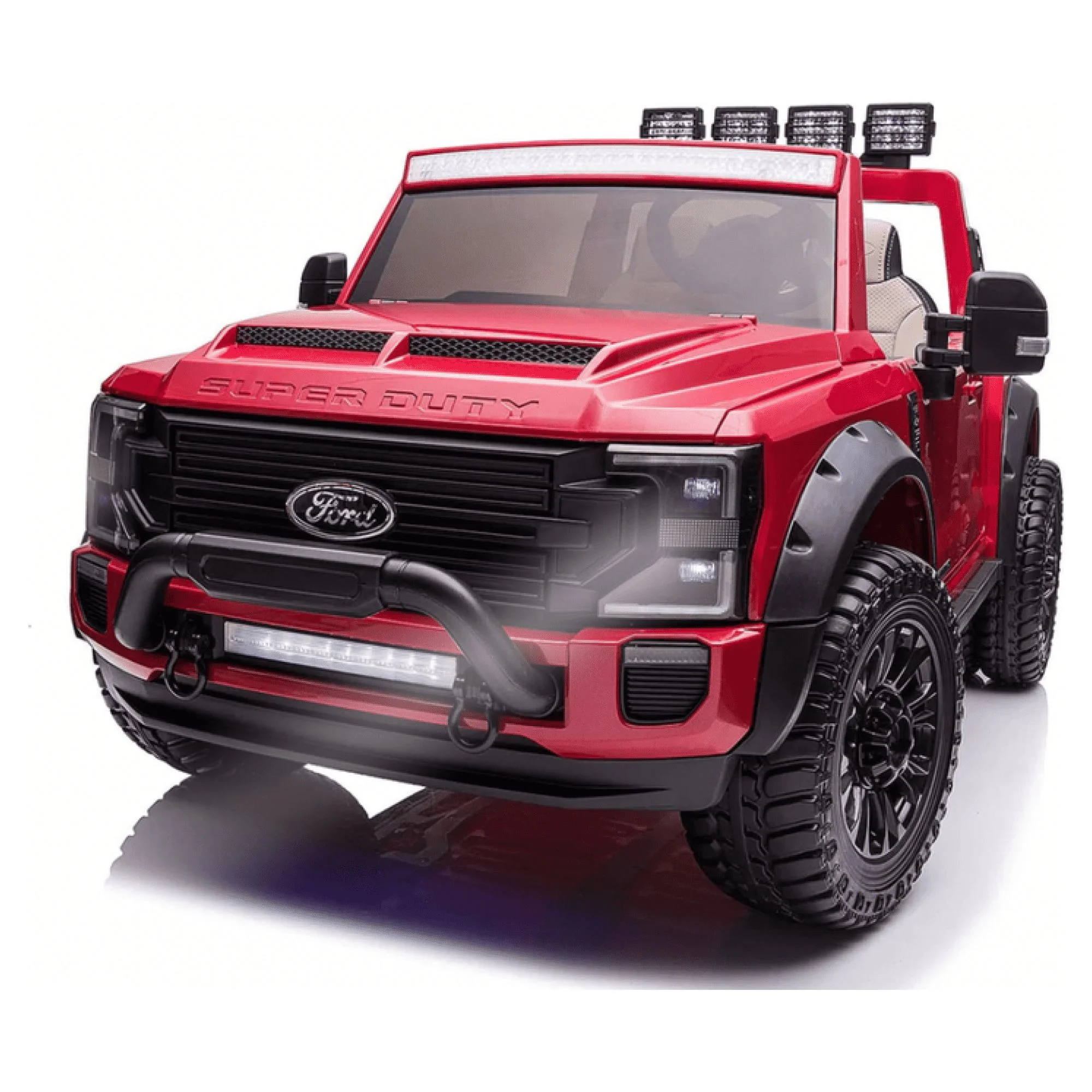 2023 Ford F450 Two (2) Seater Ride On Kids Car Truck w/ Remote | Large 24V Battery Licensed Kid Car to Drive 3 Speeds, Leather Seat, MP3 Music by Bluetooth, FM Radio, Rubber Tires-Black - Womvr