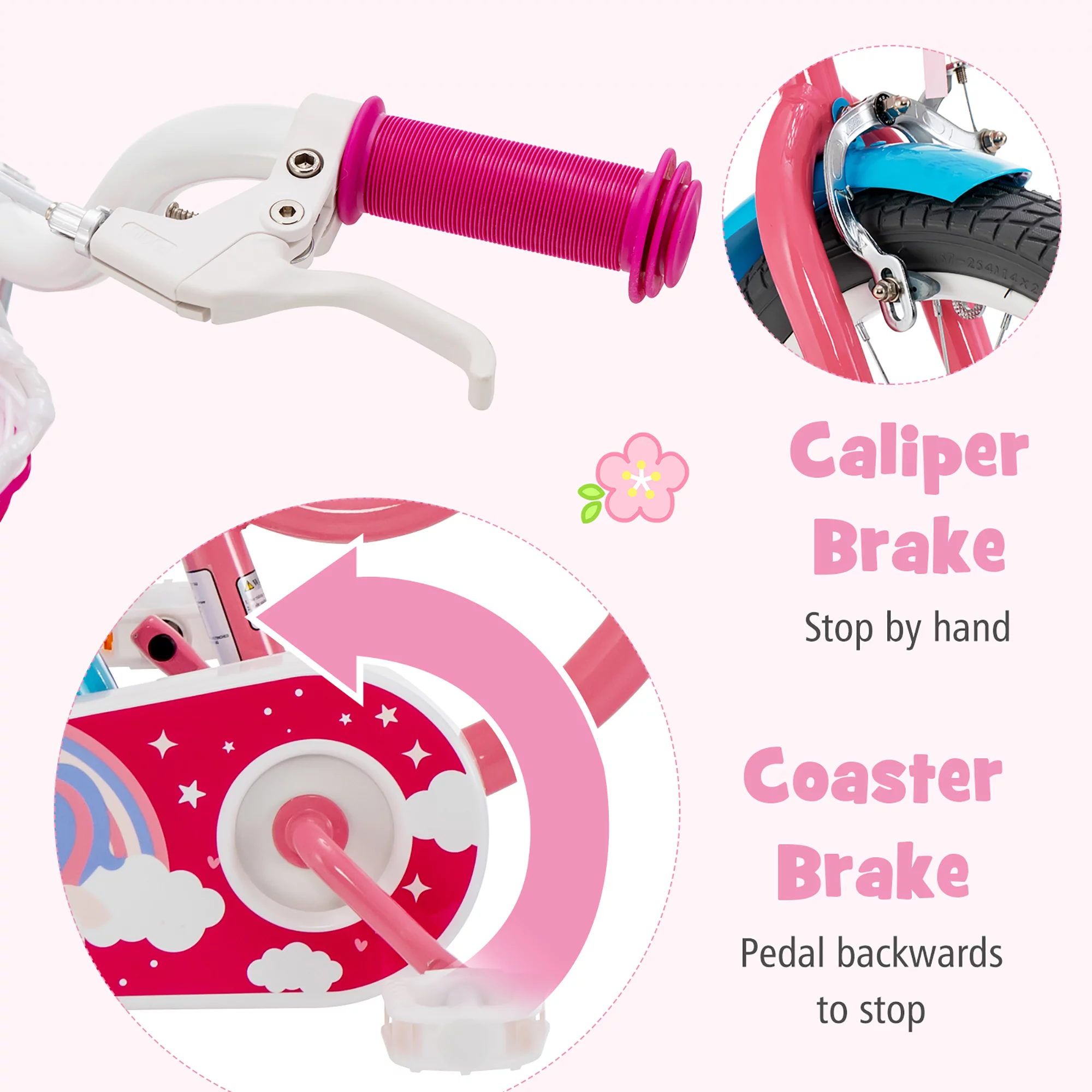 Honeyjoy 14 Inches Kids Bicycle w/Training Wheels & Basket for Boys & Girls Age 3-5 Years - Womvr