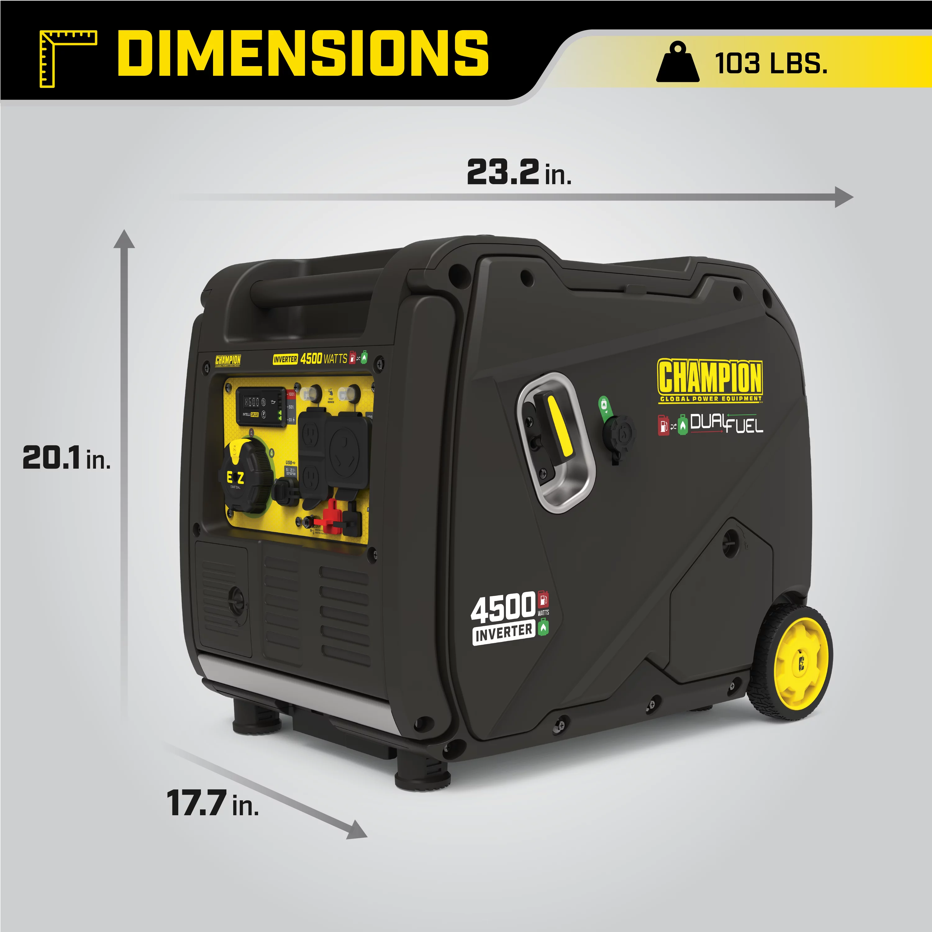 Champion 4500-Watt Portable Dual Fuel Inverter Generator with Quiet Technology, Electric Start - Womvr