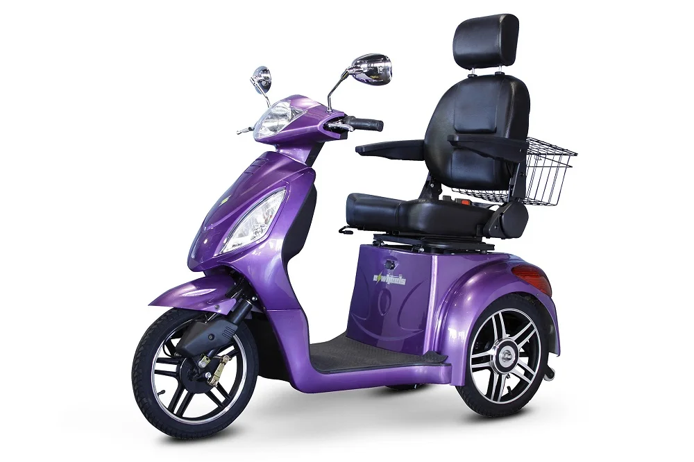 E-Wheels EW-36 3-Wheel 500W High Power Electric Mobility Scooter, Purple - Womvr