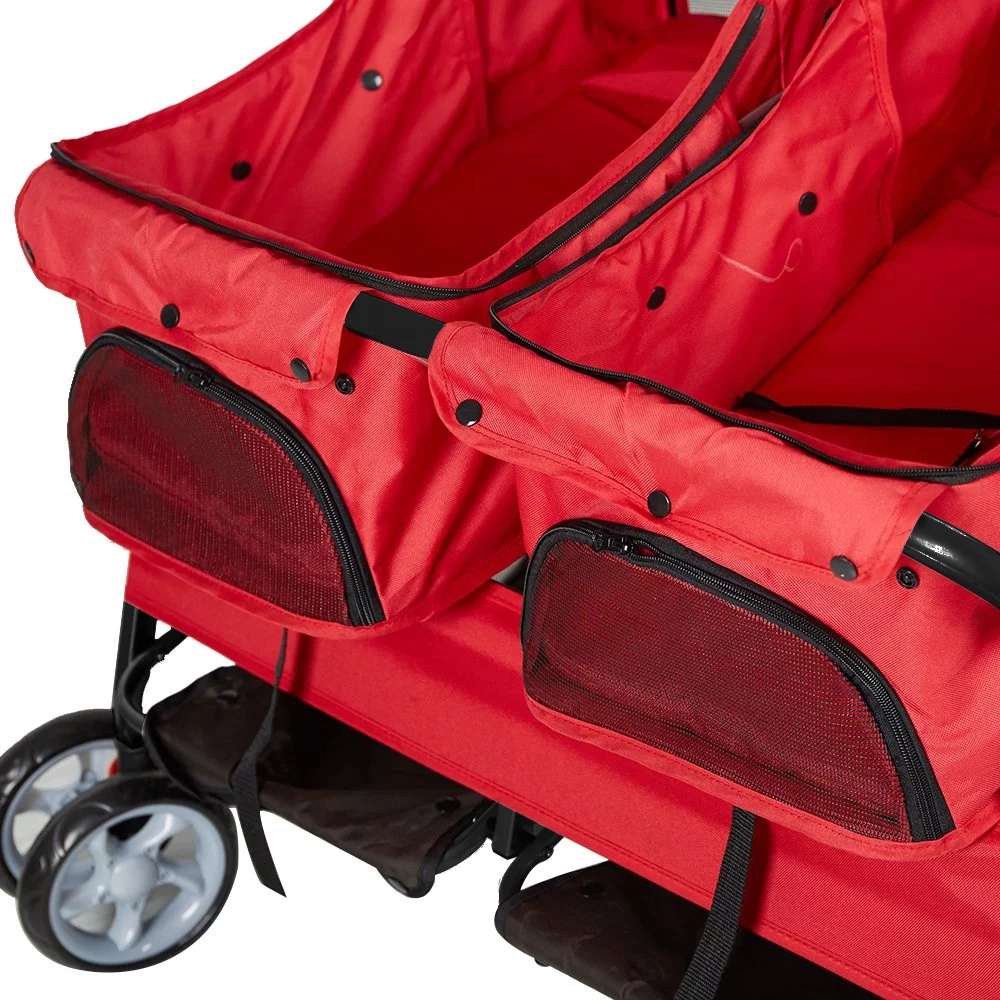 Karmas Product Double Pet Stroller Foldable Doggy Stroller Two-Seater Carrier Strolling Cart for Dog Cat, Blue - Womvr