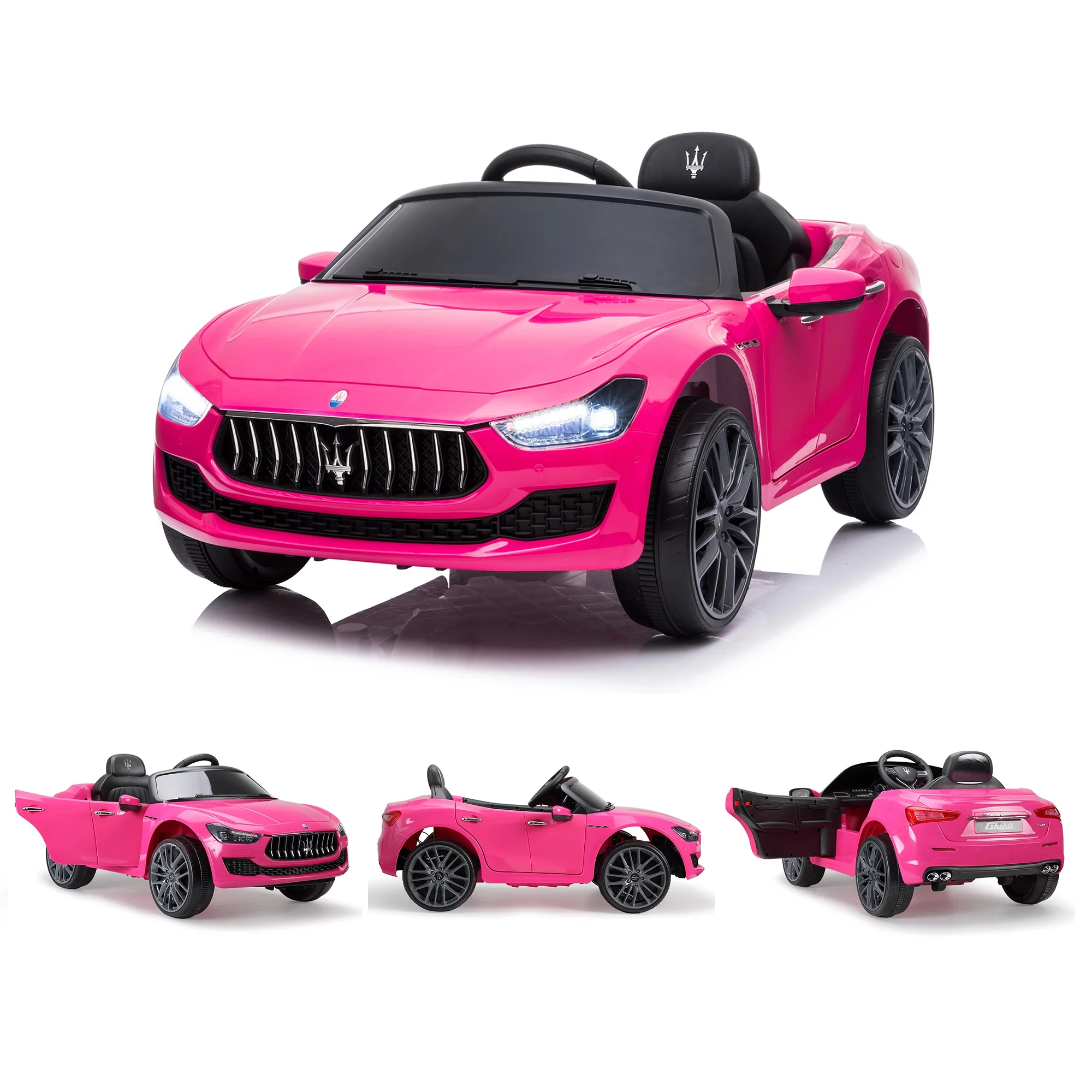 12V Maserati Licensed Kids Ride on Car Battery Powered Toy Car W/ Remote Control LED MP3 USB, Pink - Womvr