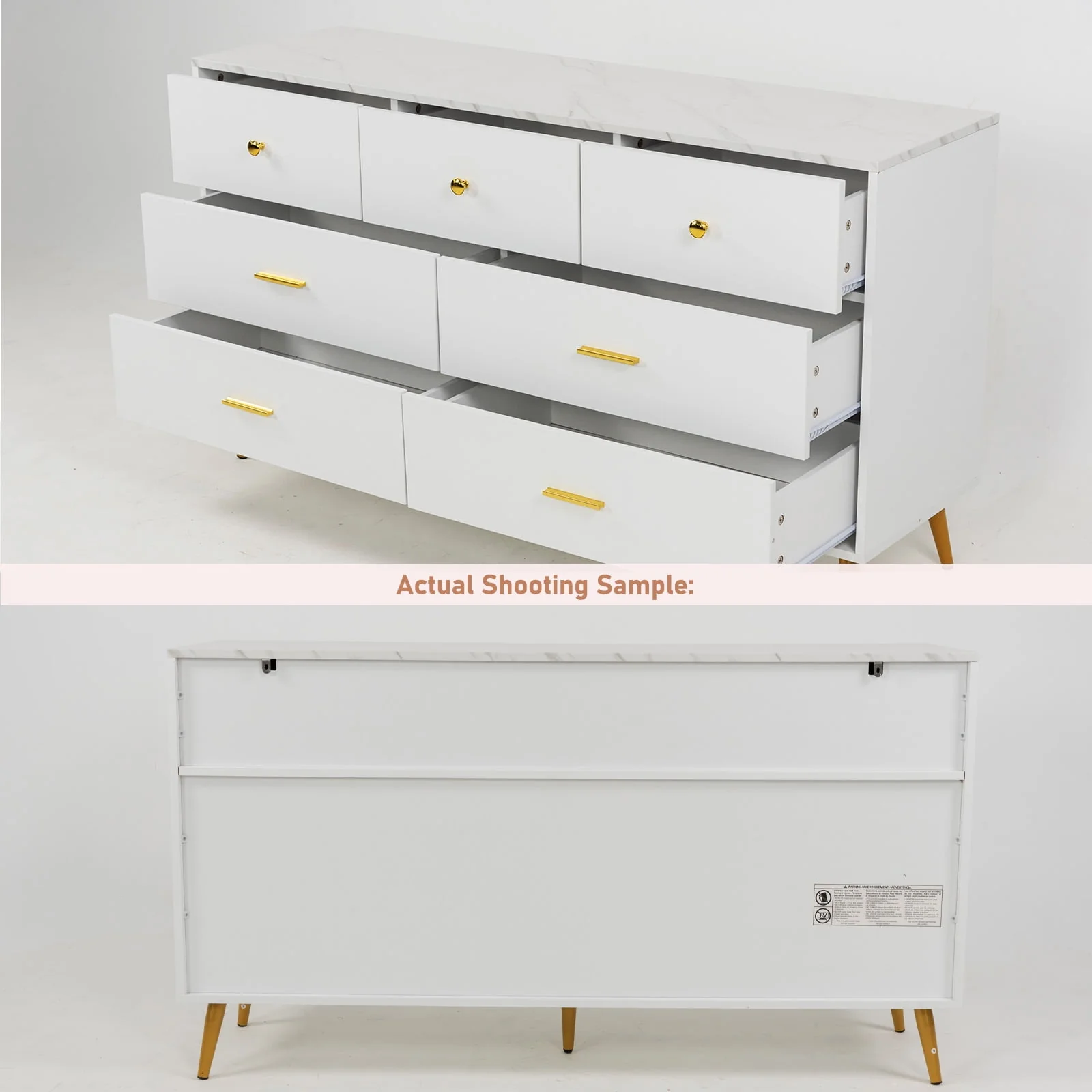 6 Drawer Dresser, Mid-Century Modern Chest Of Drawers, Double Dresser Storage Cabinet For Bedroom Living Room Hallway(White-6 Drawers) - Womvr