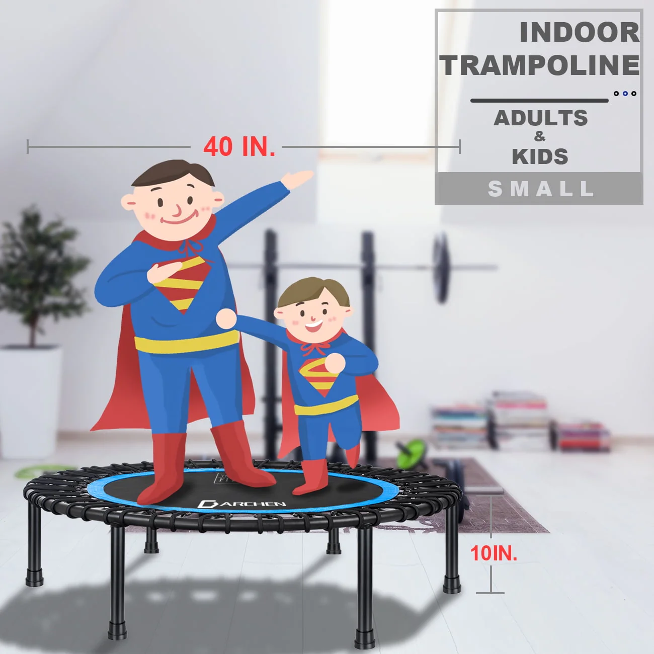 Darchen 450 lbs Mini Trampoline for Adults, Indoor Small Rebounder Exercise Trampoline for Workout Fitness for Quiet and Safely Cushioned Bounce, 40 Inch - Womvr