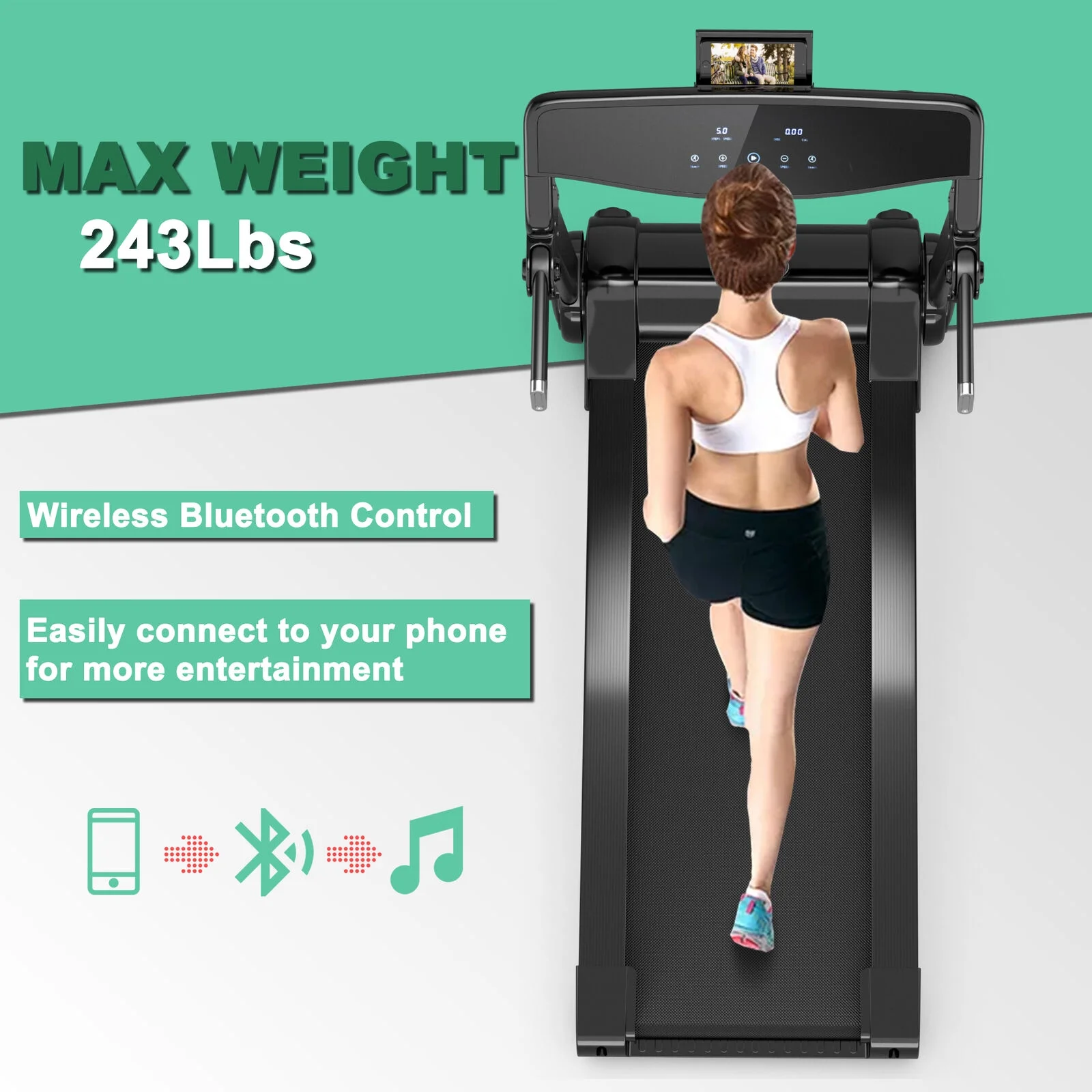 SuperFit 3HP Folding Electric Treadmill Running Machine w/ Speaker Red - Womvr