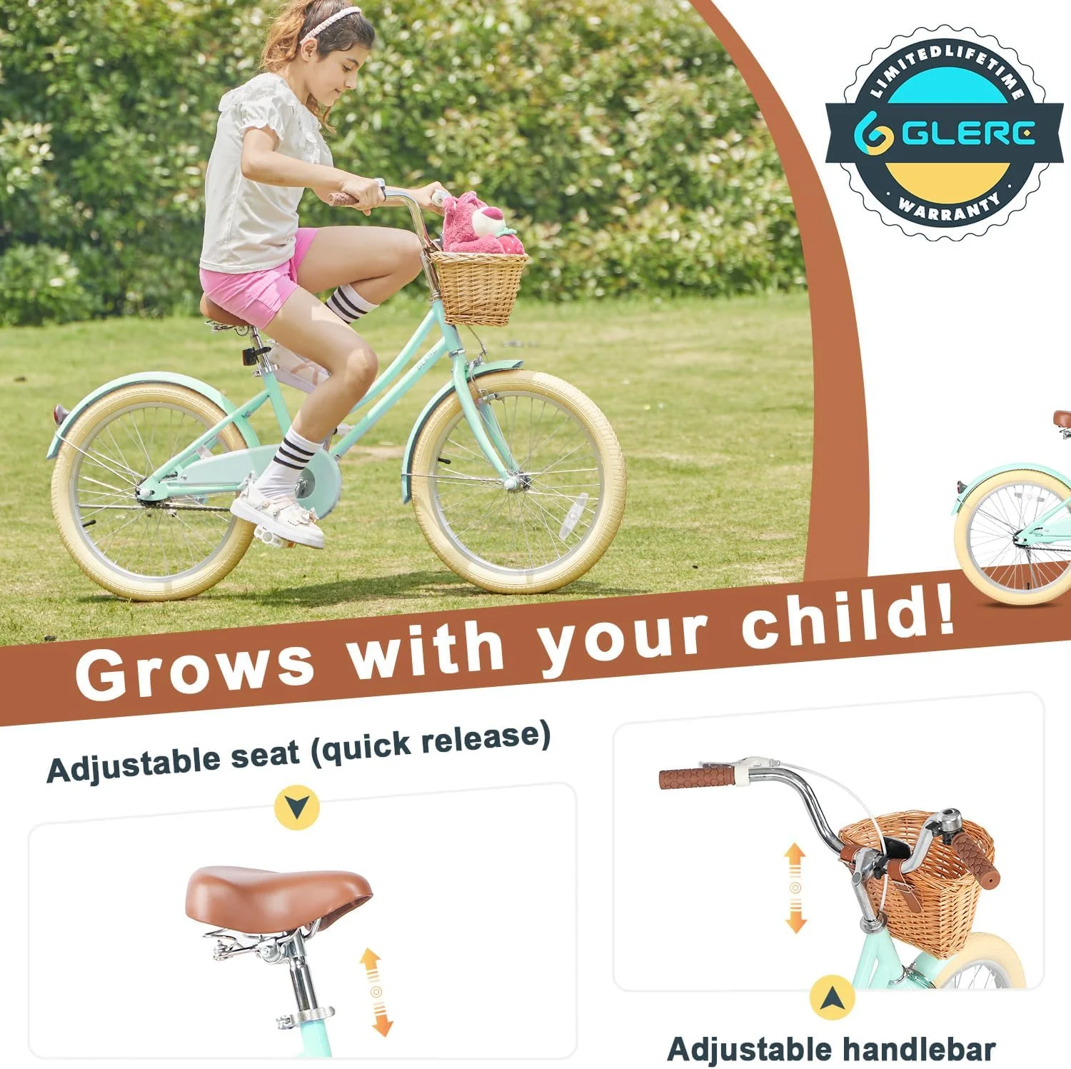 Glerc Little Molly 14 inch Kids Girls Bike for 3-5 Years Old Little Child,Yellow - Womvr