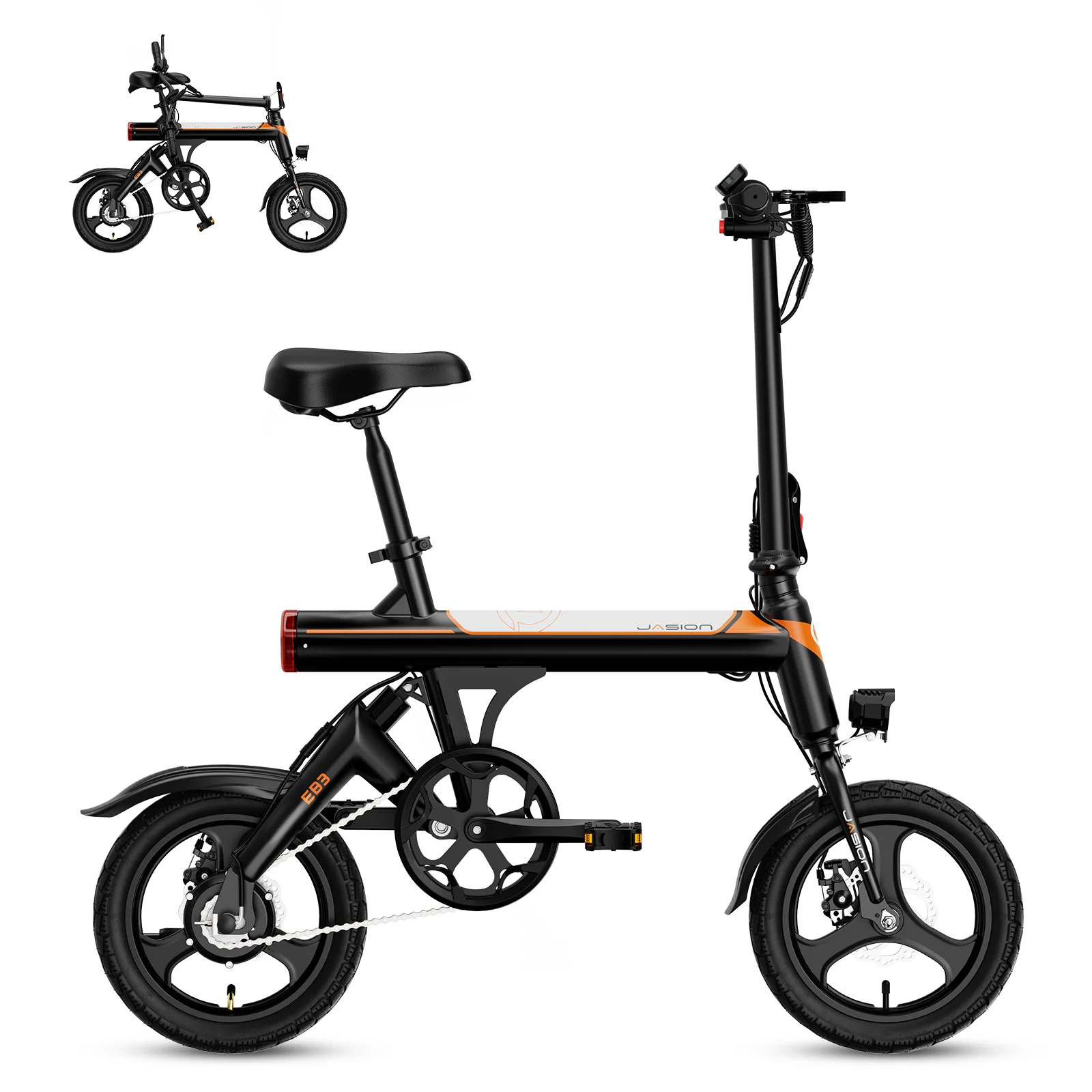 Jasion EB3 Electric Bike for Adults, 350W Folding Electric Bicycle with 270Wh Battery, 14