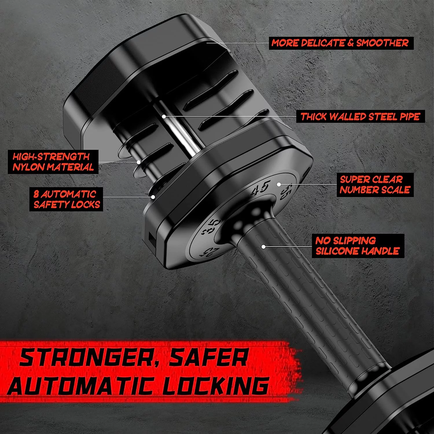 YSSOA Adjustable Dumbbell 55lb with Anti-Slip Metal Handle - Dumbbell for Full Body Workout Fitness with Tray - Womvr