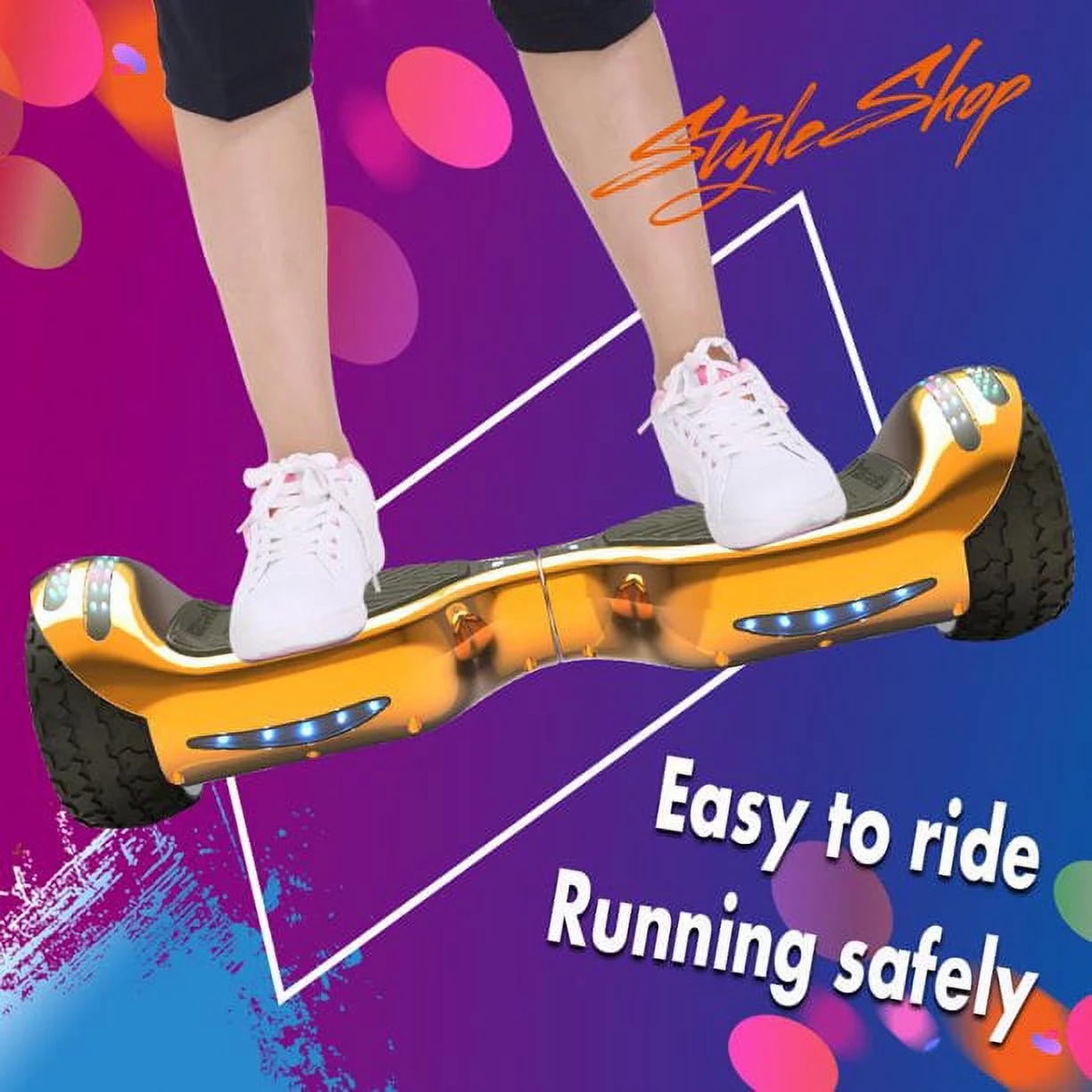 Hoverstar ul2272 Hoverboard All-Terrain LED Flash Wide All Terrian Wheel, Blue - Womvr