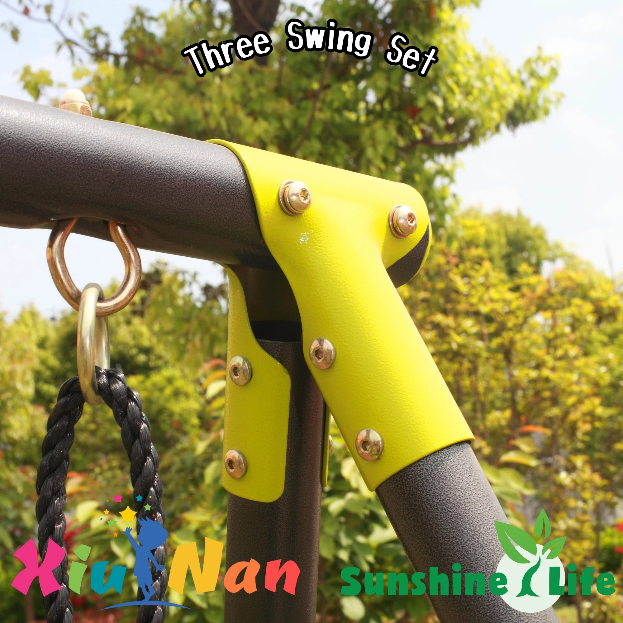 5 in 1 Metal Swing Set for Outside, Kids Backyard Swing Set with Swing Chair, Slide, Glider, Ground Nail, Outdoor Backyard Playground Swing Sets for 3-8 Year, Max Weight 700 lbs - Womvr